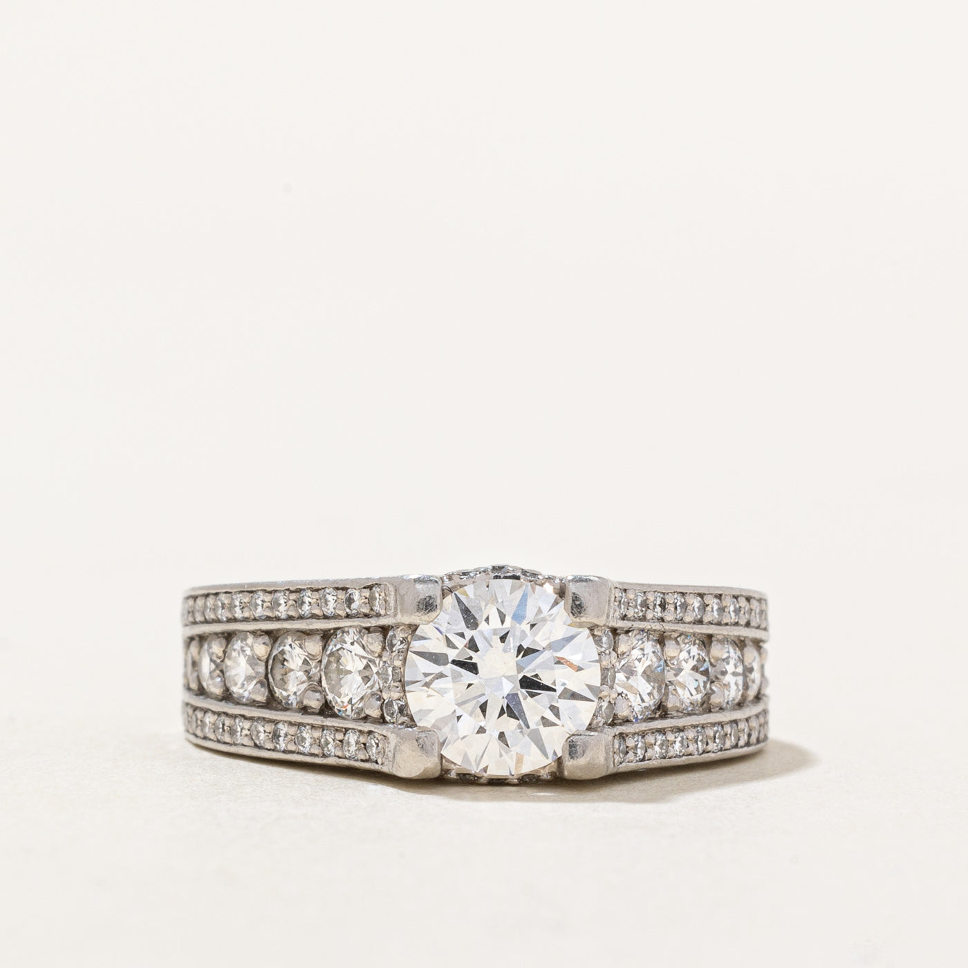 Diamond Platinum Engagement Ring | 1.95ctw VVS2 F | SZ 4.75 |