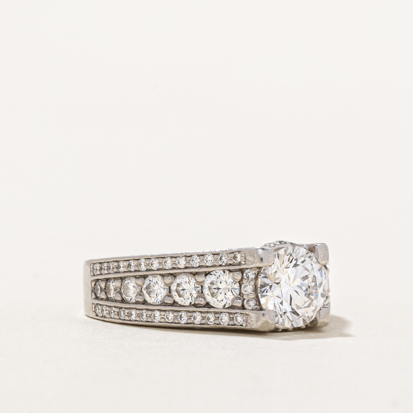 Diamond Platinum Engagement Ring | 1.95ctw VVS2 F | SZ 4.75 |