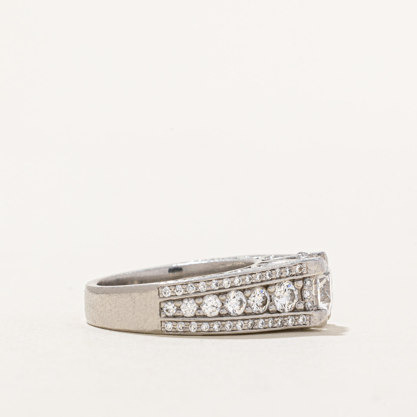 Diamond Platinum Engagement Ring | 1.95ctw VVS2 F | SZ 4.75 |