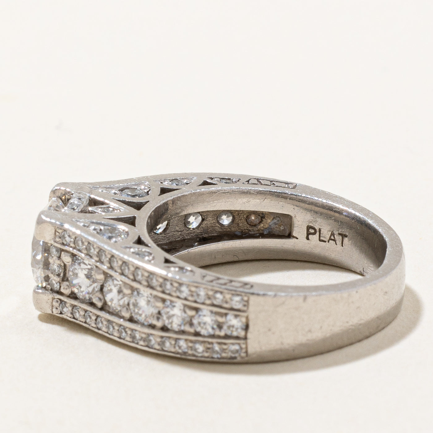 Diamond Platinum Engagement Ring | 1.95ctw VVS2 F | SZ 4.75 |