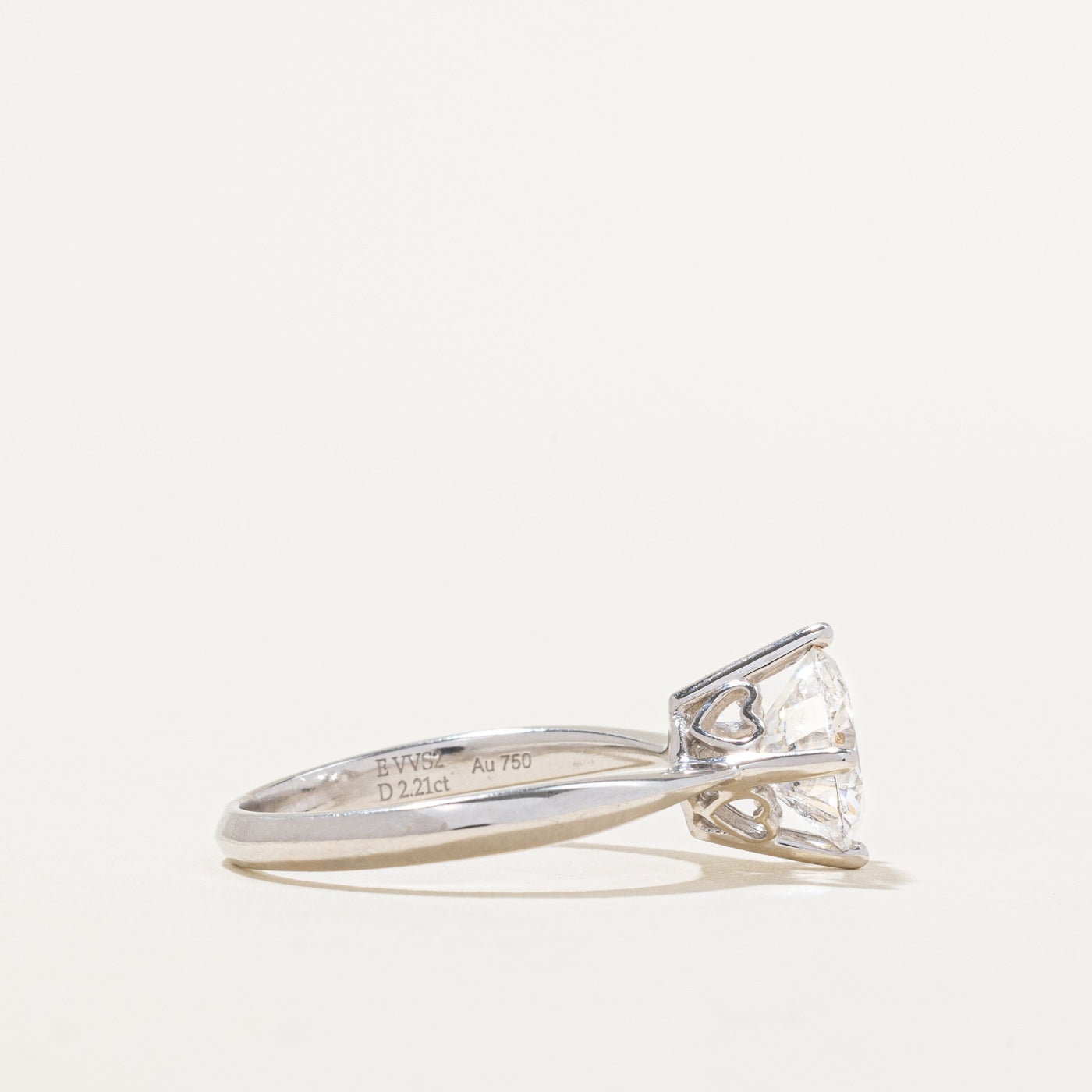 2.21ct GIA-graded Natural Diamond Engagement Ring with Hidden Heart Motif | 2.21ct VVS2 E | SZ 7.75 |