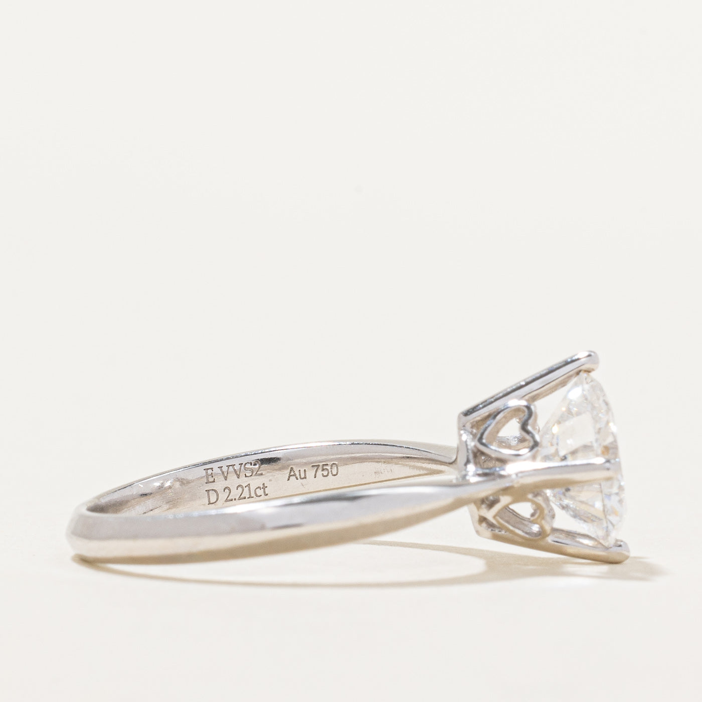 2.21ct GIA-graded Natural Diamond Engagement Ring with Hidden Heart Motif | 2.21ct VVS2 E | SZ 7.75 |