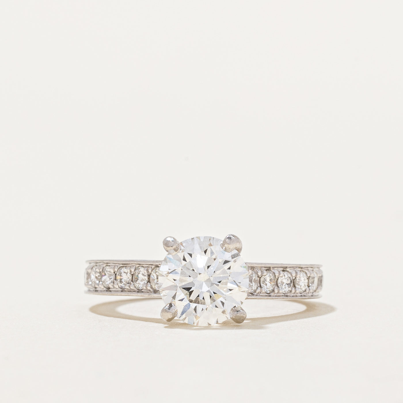 GIA Diamond Platinum Engagement Ring | GIA 1.20ct VVS1 F Ex | 1.44ctw | SZ 4.25 |
