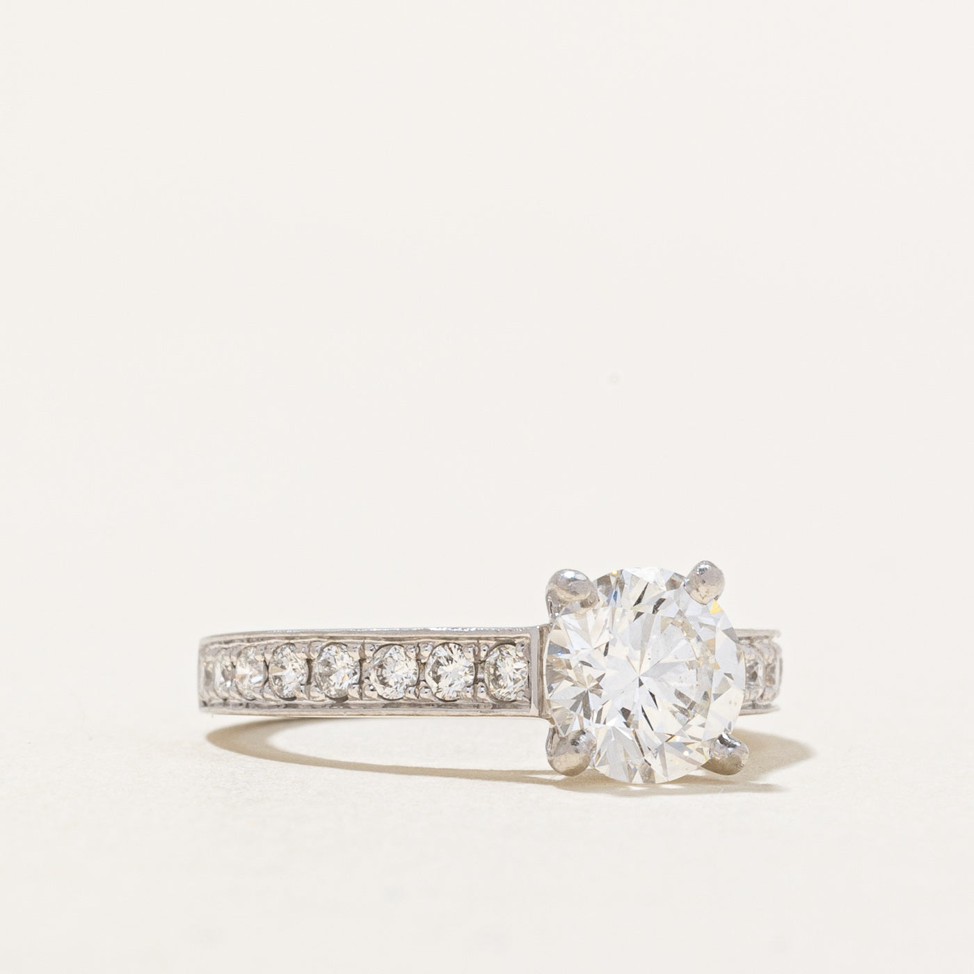 GIA Diamond Platinum Engagement Ring | GIA 1.20ct VVS1 F Ex | 1.44ctw | SZ 4.25 |