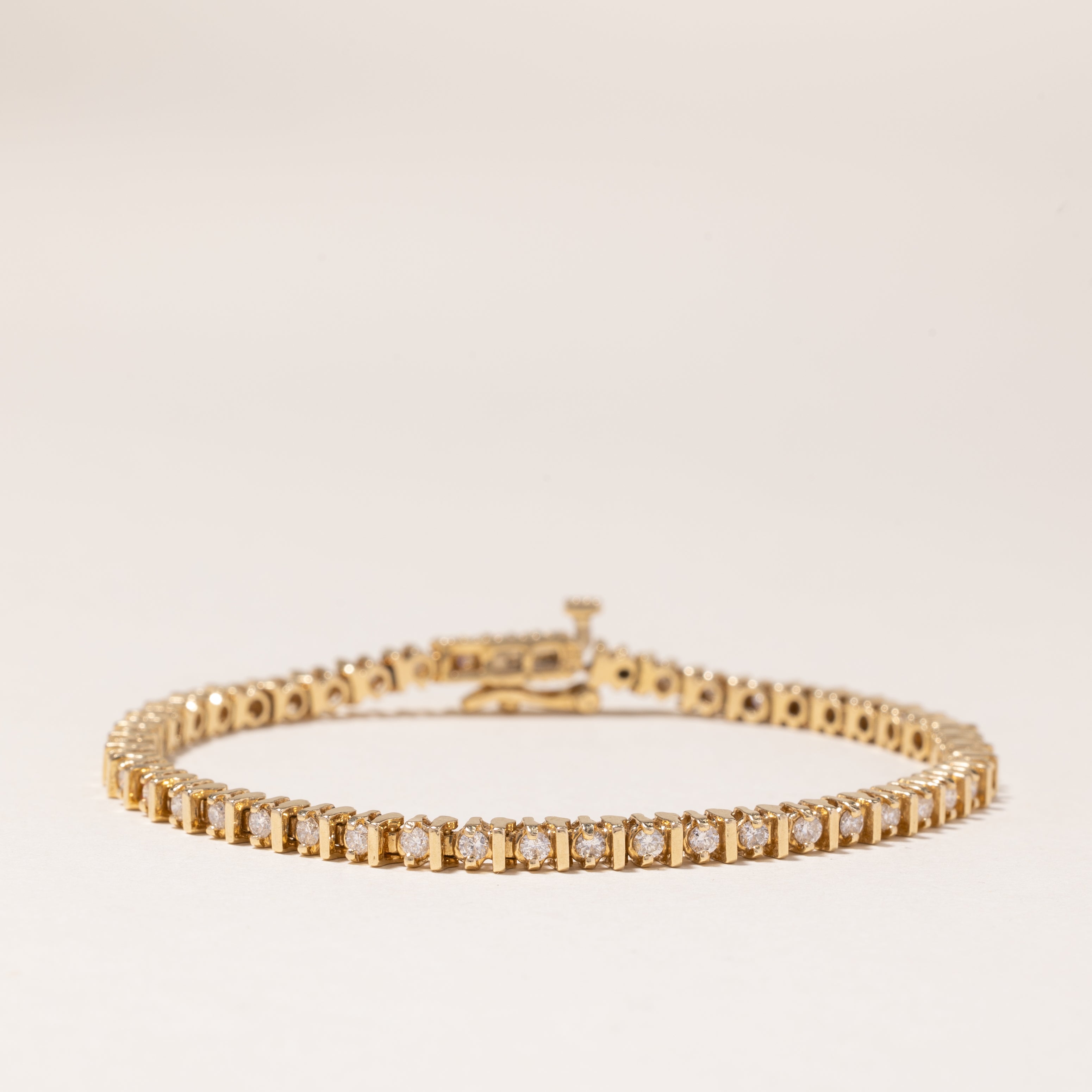 Bracelet de tennis en or jaune 14 carats | 1,25 ct | 17,1 cm |