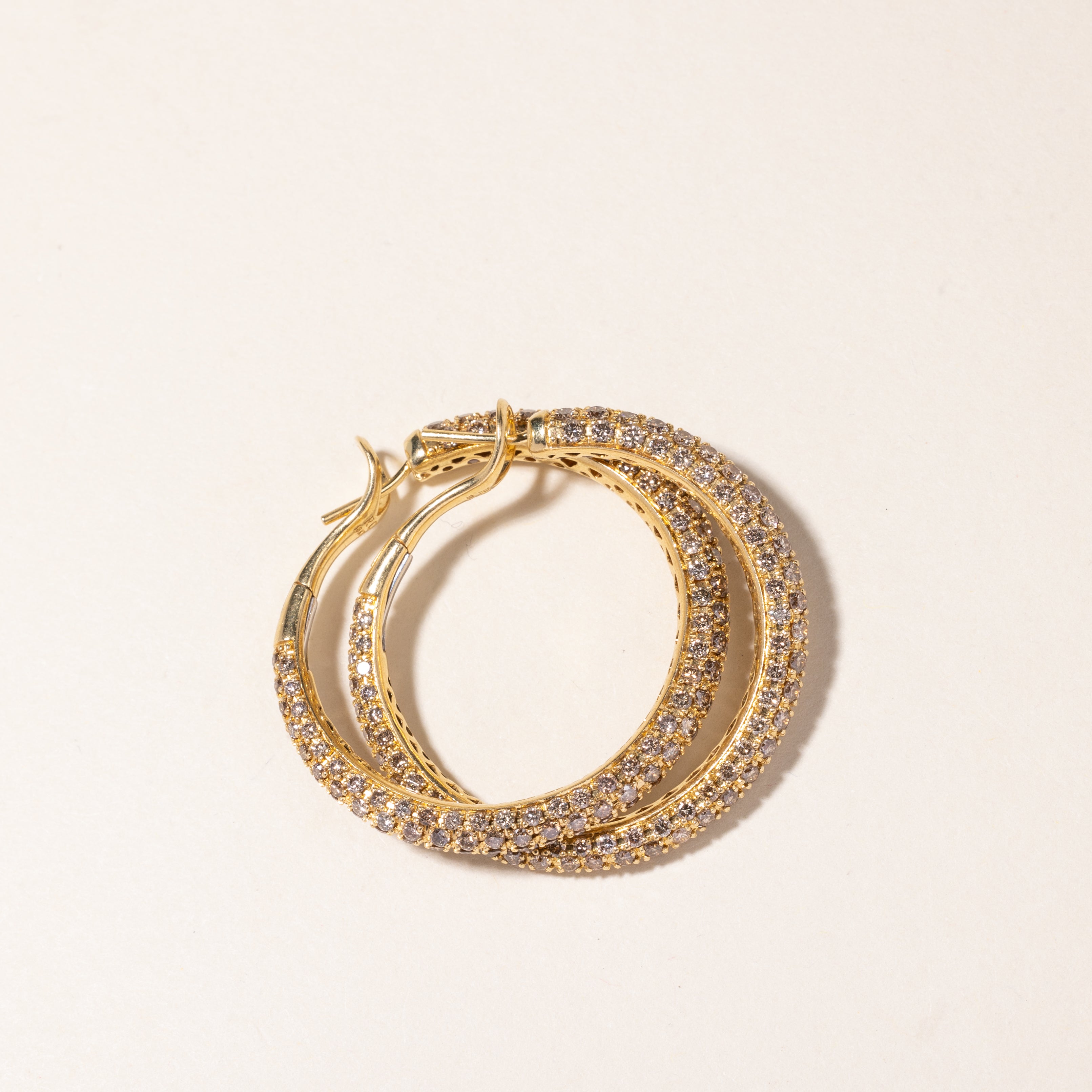 18K Yellow Gold Diamond Hoop Earrings | 5.97ctw |