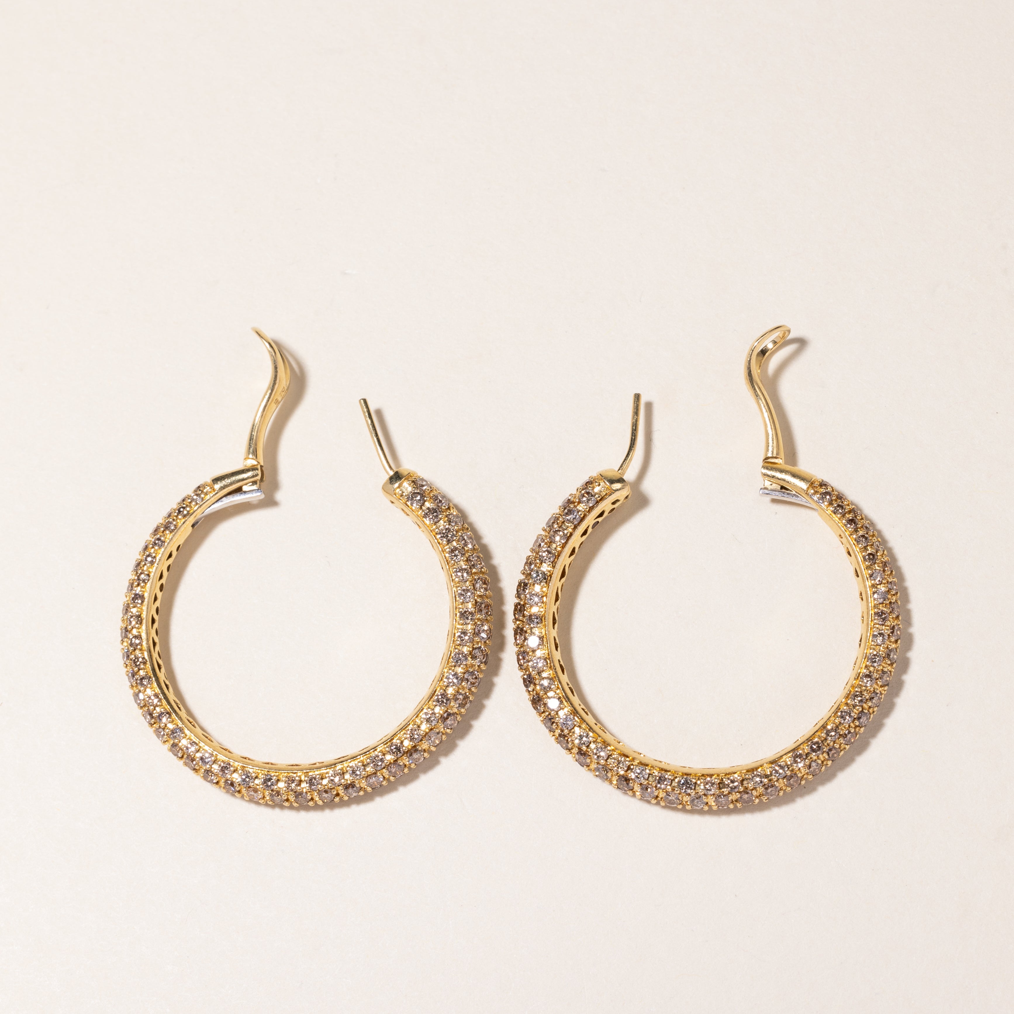 18K Yellow Gold Diamond Hoop Earrings | 5.97ctw |