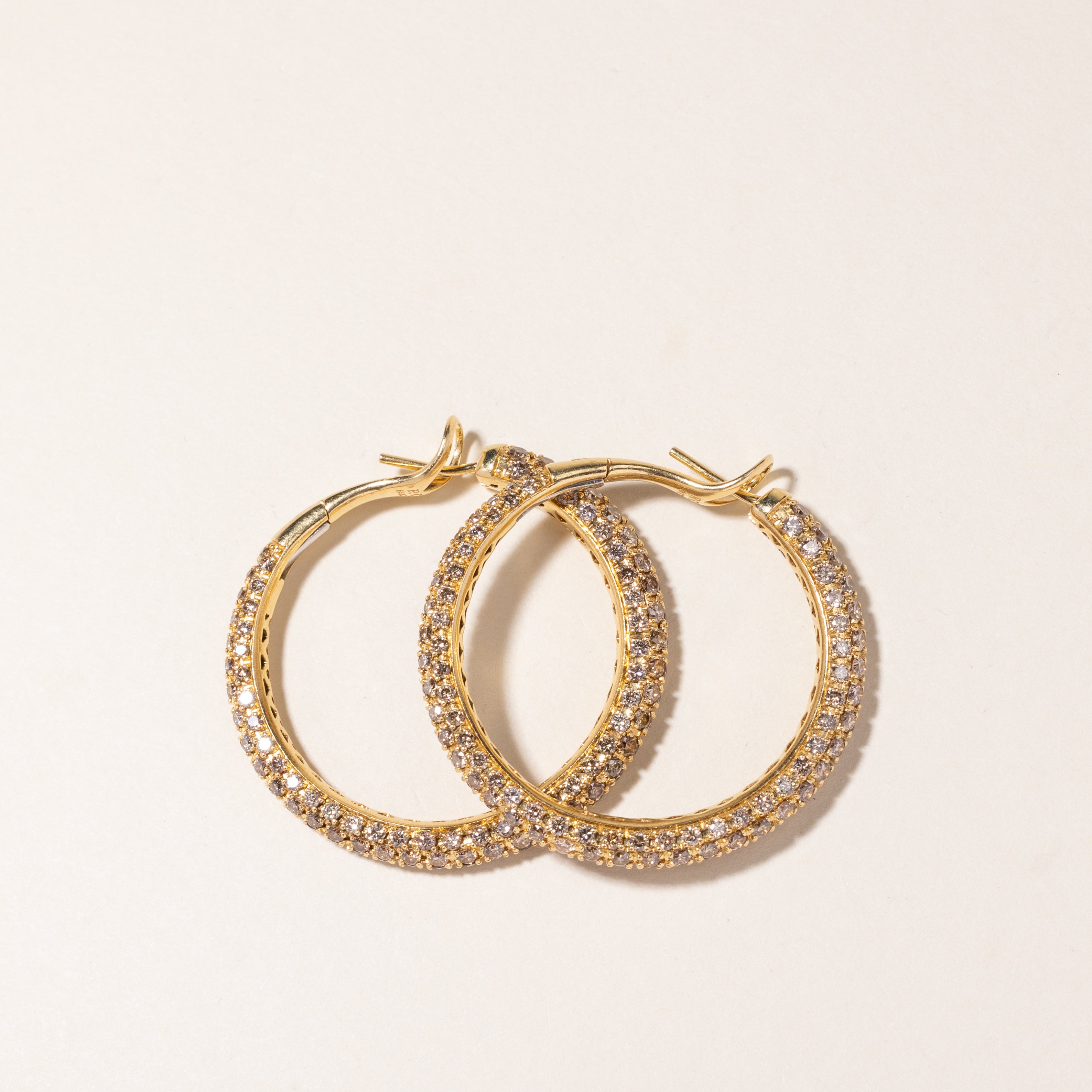 18K Yellow Gold Diamond Hoop Earrings | 5.97ctw |