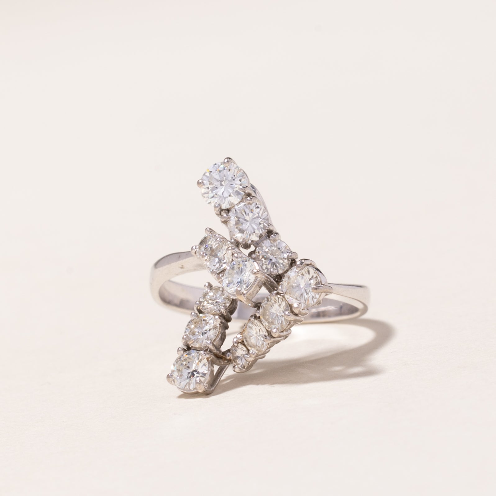 18K White Gold Diamond Abstract Ring | 2.00ctw | SZ 6.75 |