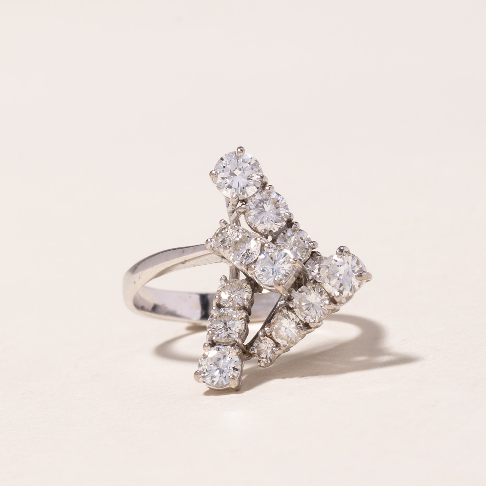 18K White Gold Diamond Abstract Ring | 2.00ctw | SZ 6.75 |