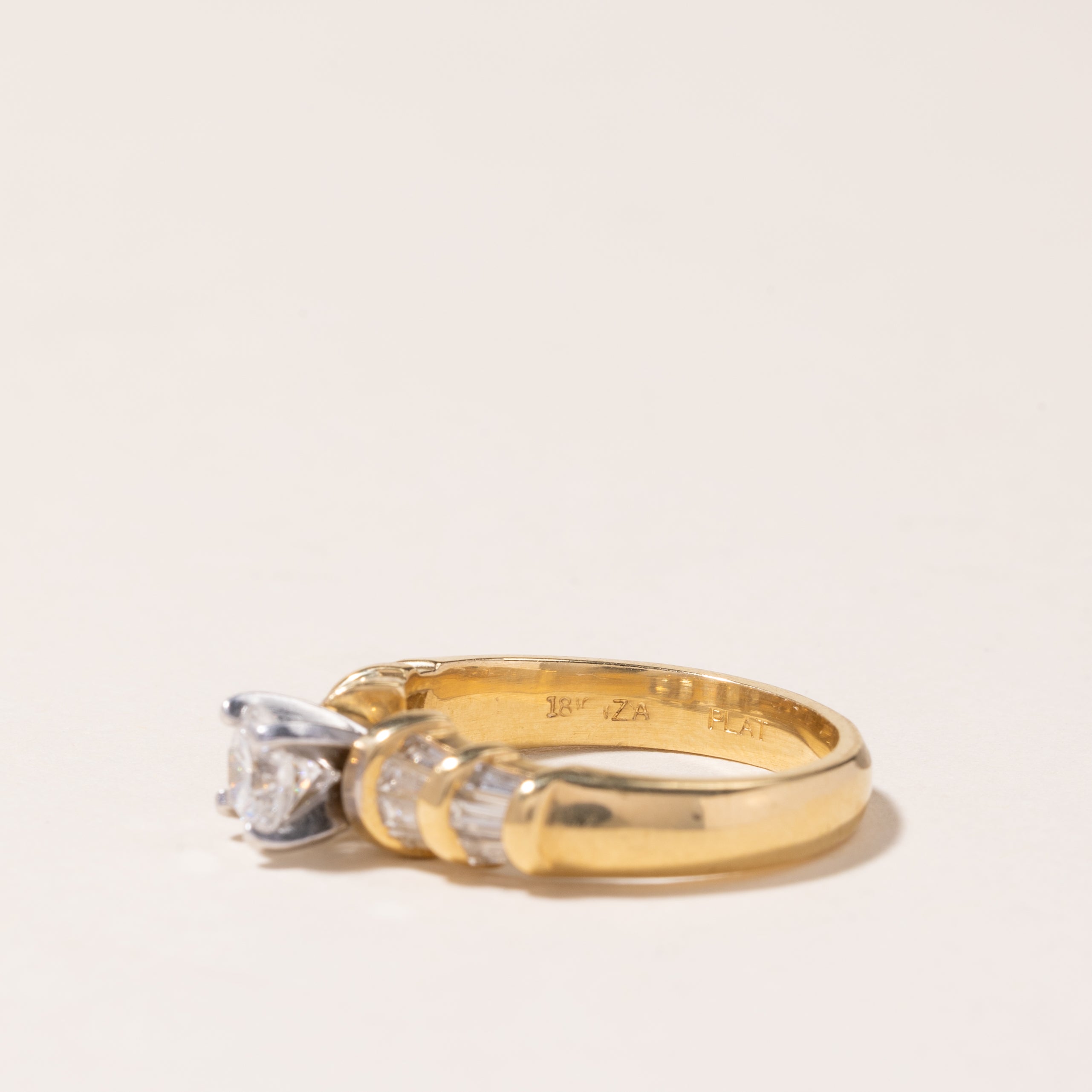 18K Yellow Gold & Platinum Diamond Engagement Ring | 1.11ctw | SZ 6.5 |