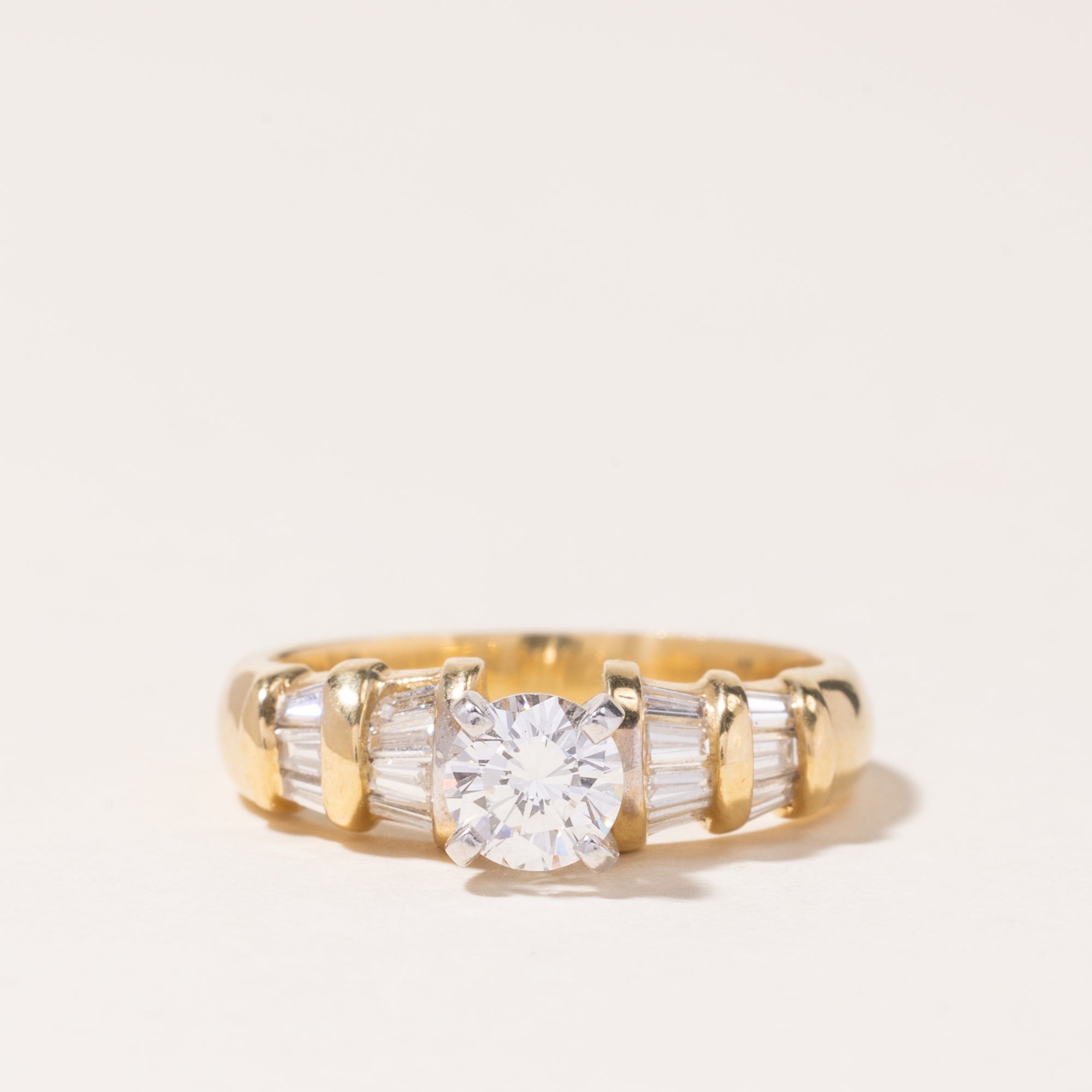 18K Yellow Gold & Platinum Diamond Engagement Ring | 1.11ctw | SZ 6.5 |