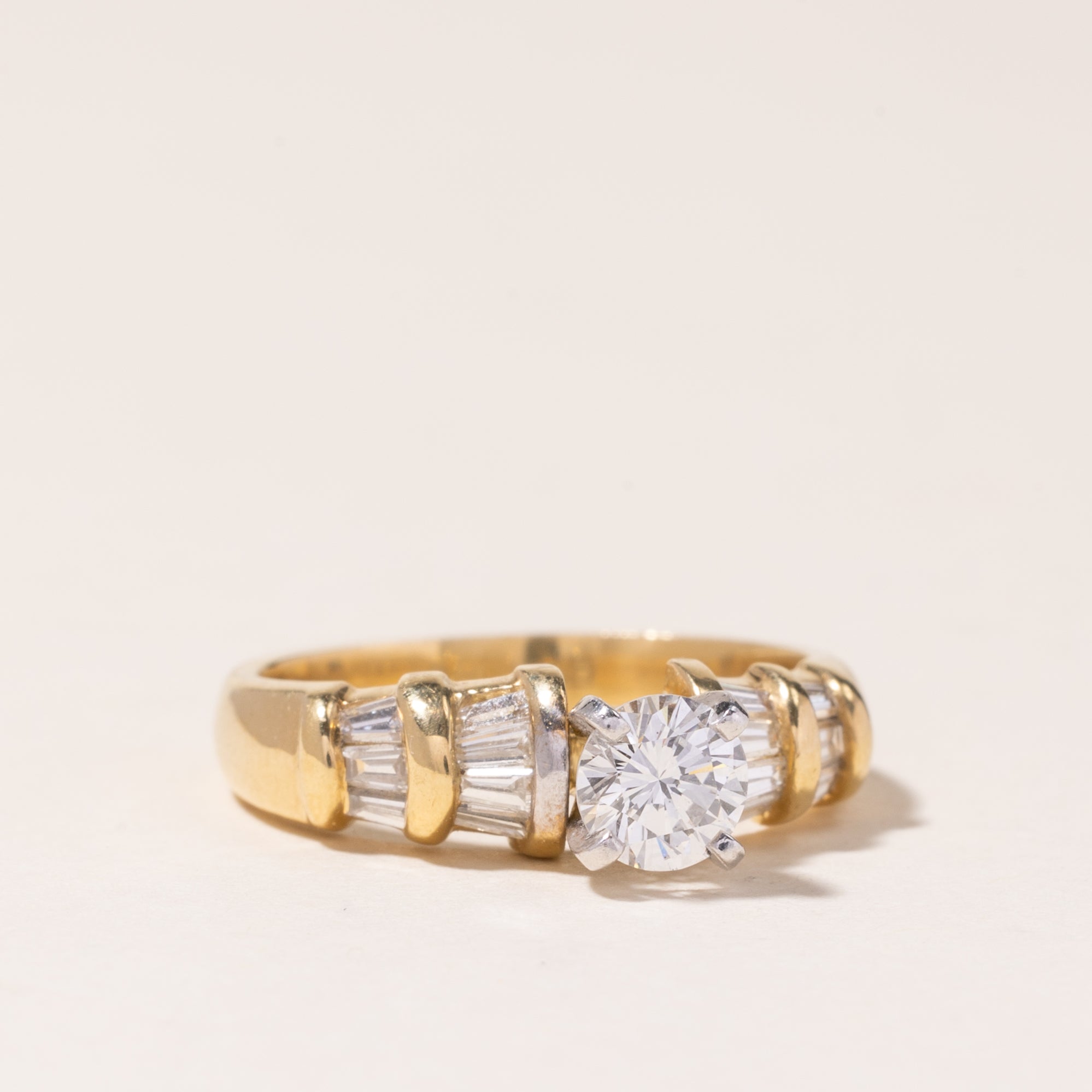 18K Yellow Gold & Platinum Diamond Engagement Ring | 1.11ctw | SZ 6.5 |