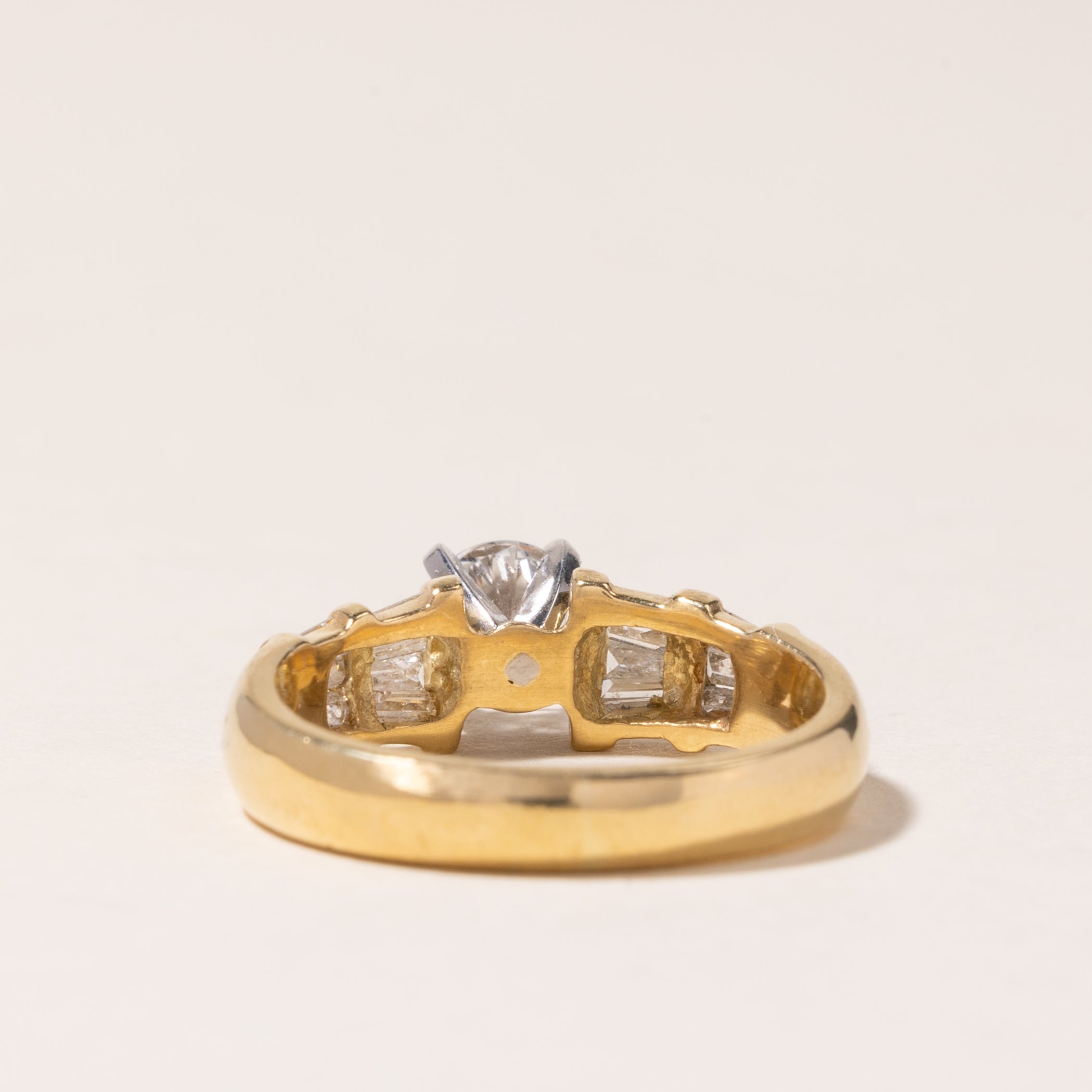 18K Yellow Gold & Platinum Diamond Engagement Ring | 1.11ctw | SZ 6.5 |