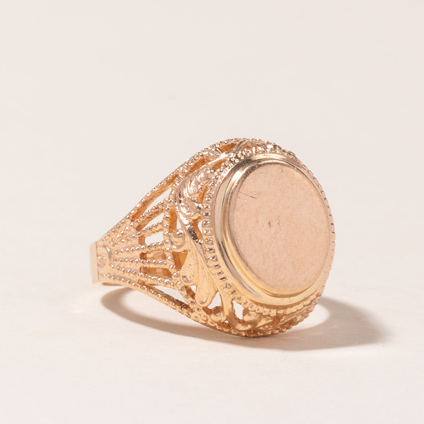 1985 Soviet Hallmarked 14K Yellow Gold Signet Ring | SZ 6.75 |