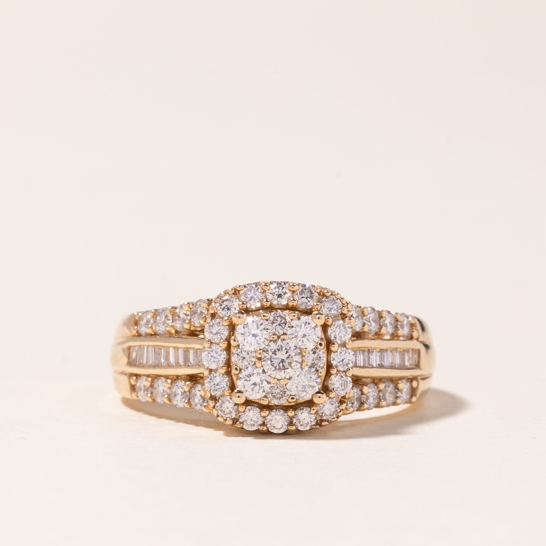 10K Yellow Gold Diamond Cluster Ring | 1.00ctw | SZ 7.25