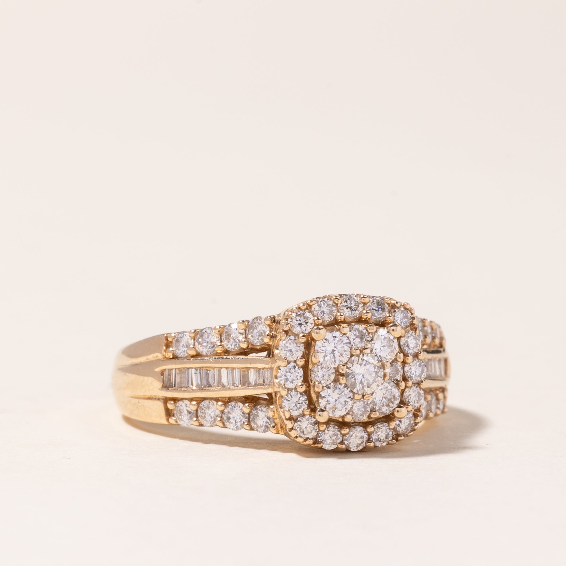 10K Yellow Gold Diamond Cluster Ring | 1.00ctw | SZ 7.25