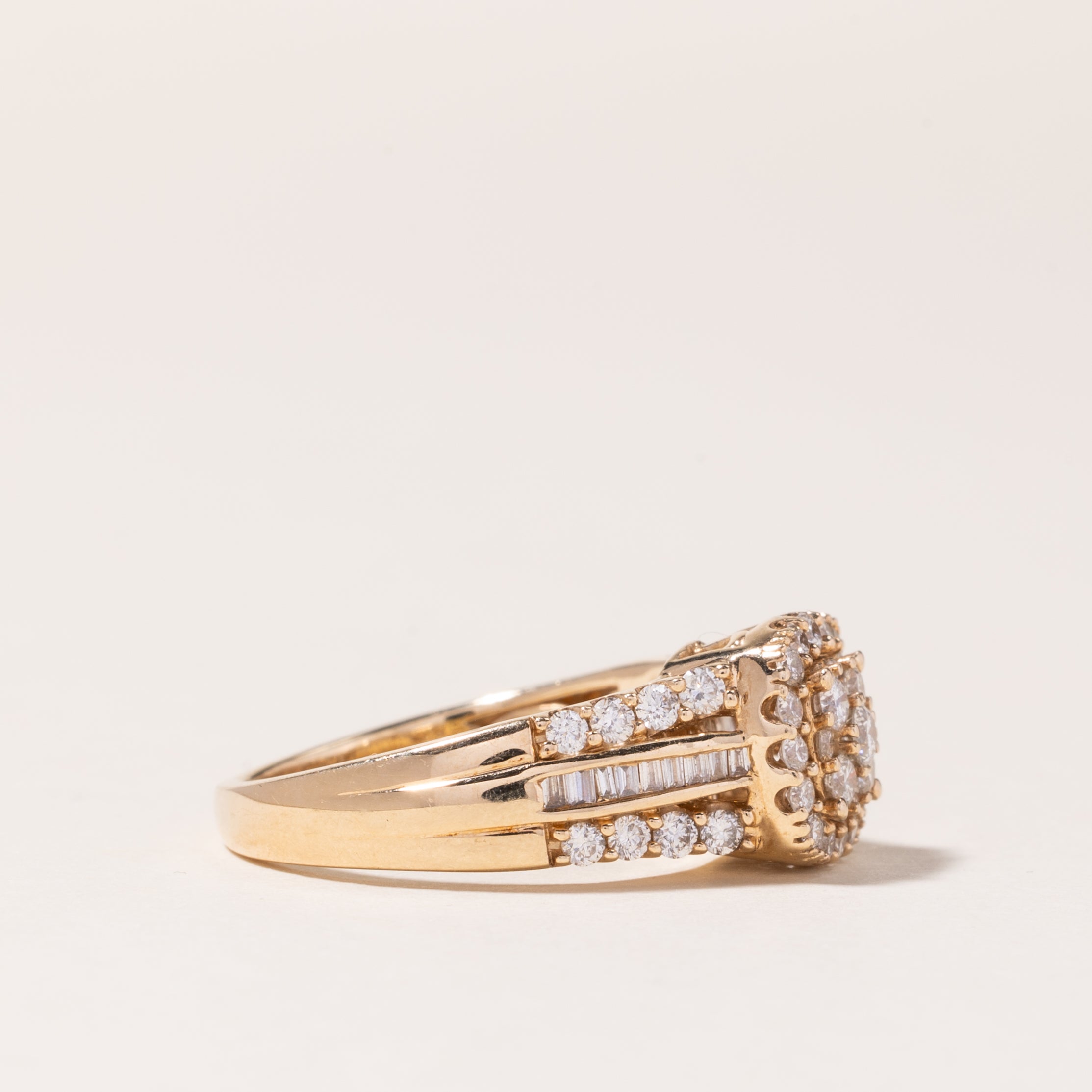10K Yellow Gold Diamond Cluster Ring | 1.00ctw | SZ 7.25