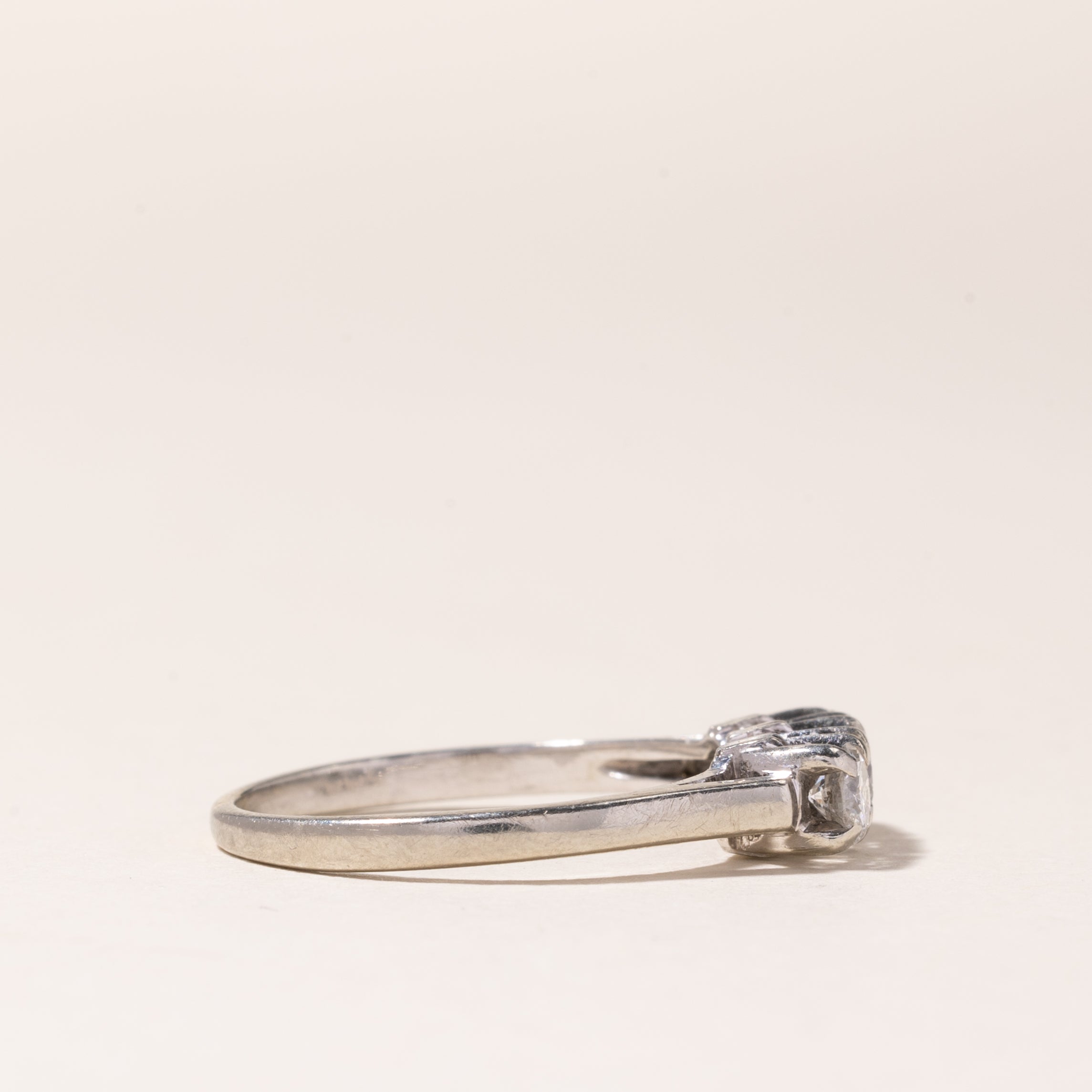 18K White Gold Three Stone Diamond Ring | 0.57ctw | SZ 7.5 |