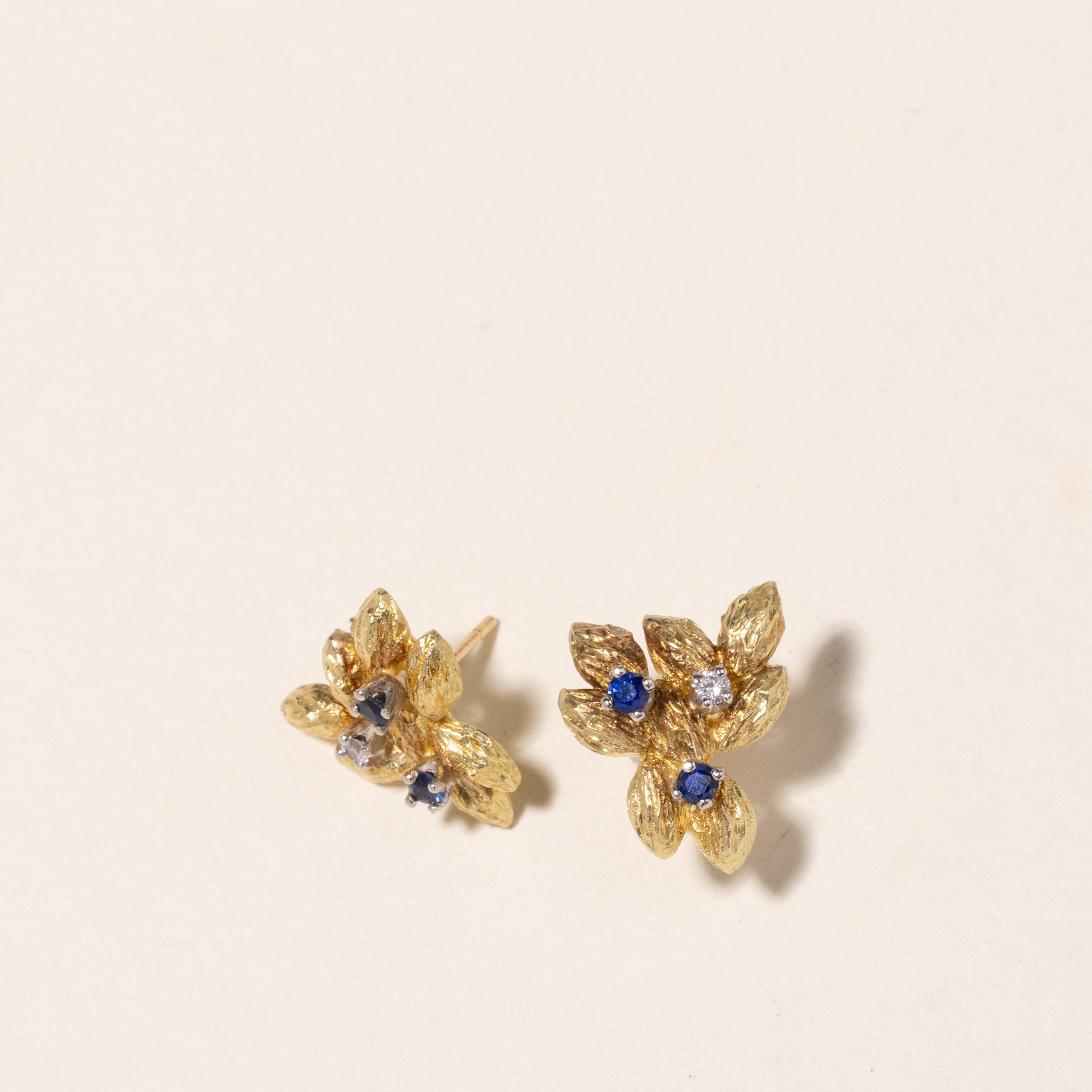 18K Yellow Gold Sapphire & Diamond Earrings | 0.21ctw, 0.06ctw |
