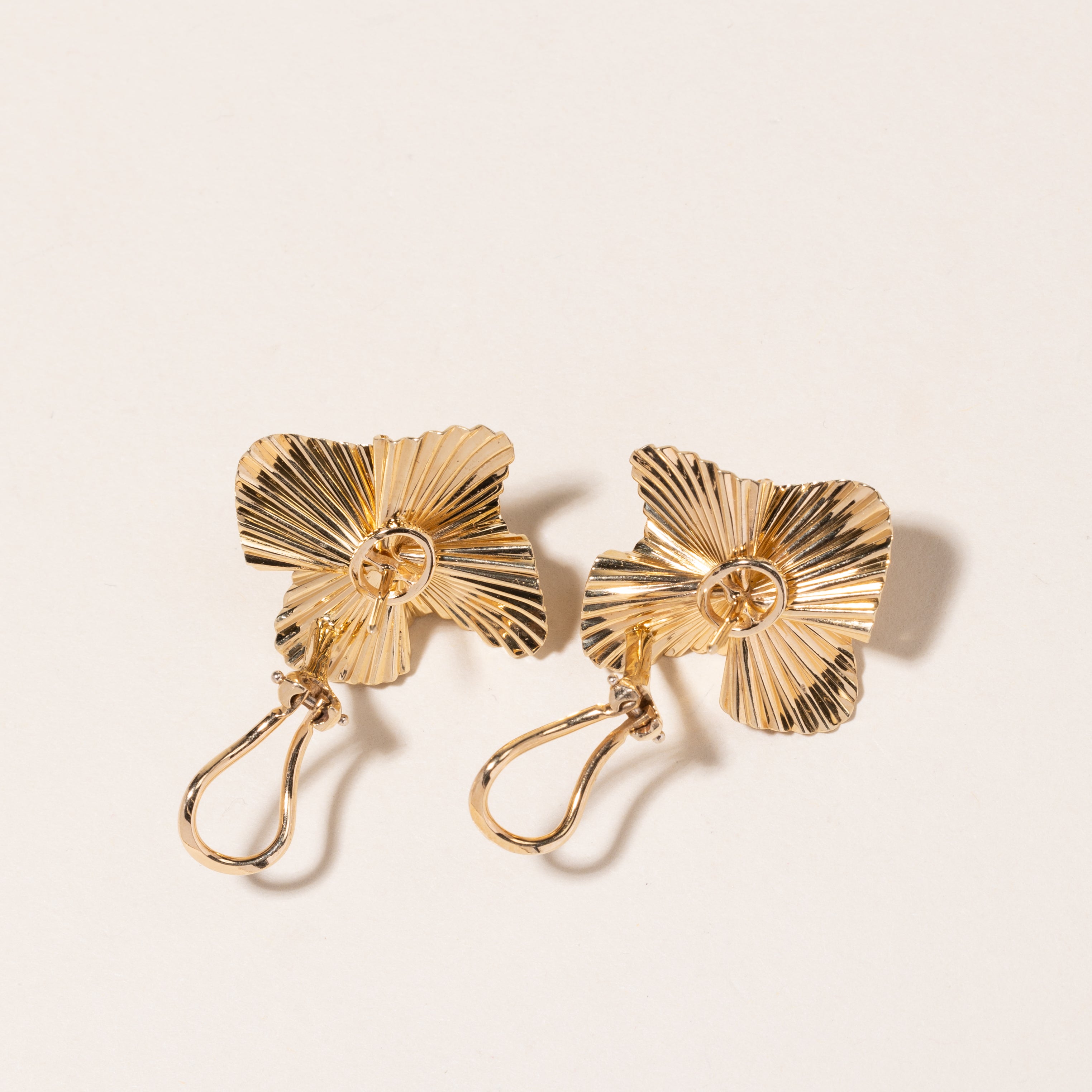 14K Yellow Gold Floral Earrings