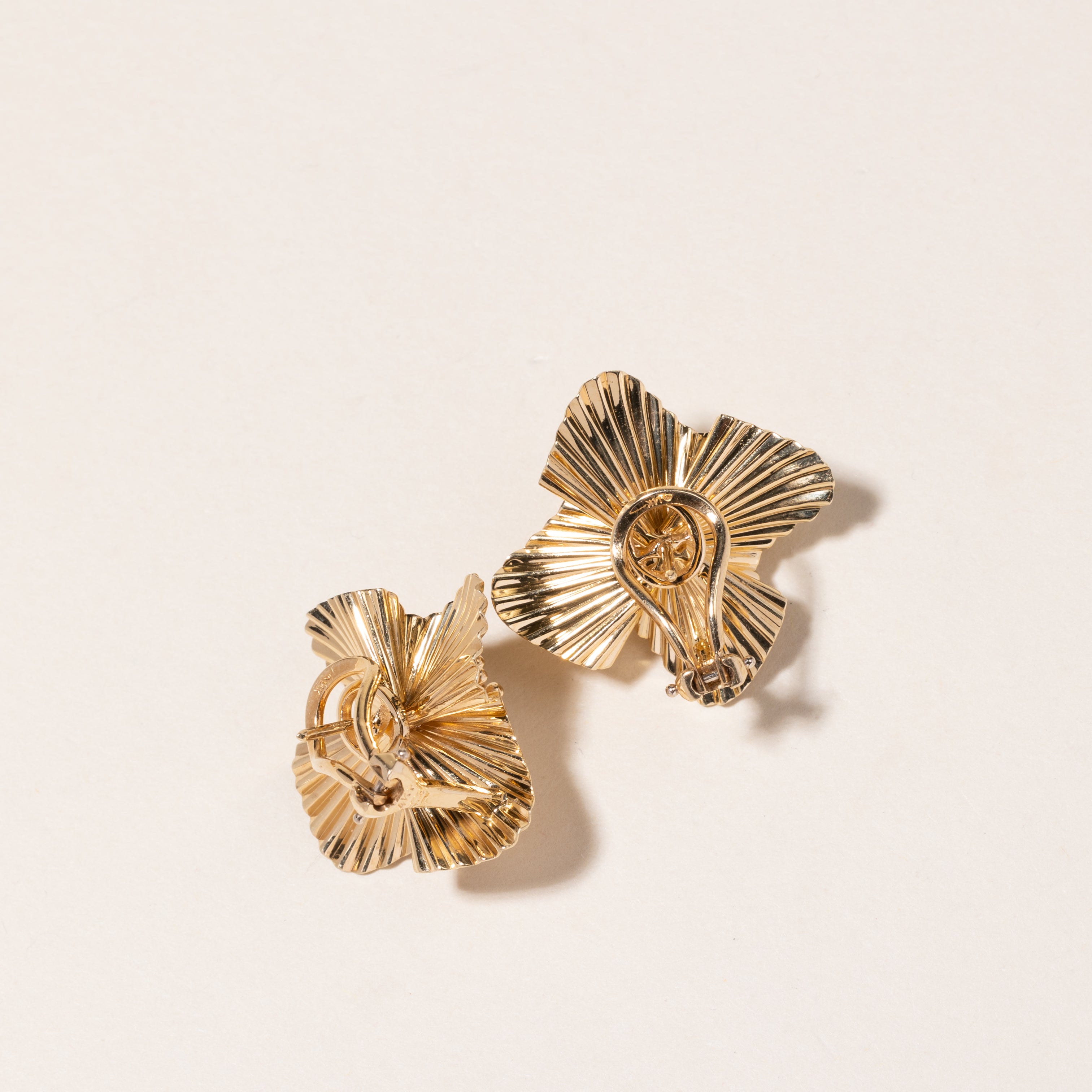 14K Yellow Gold Floral Earrings