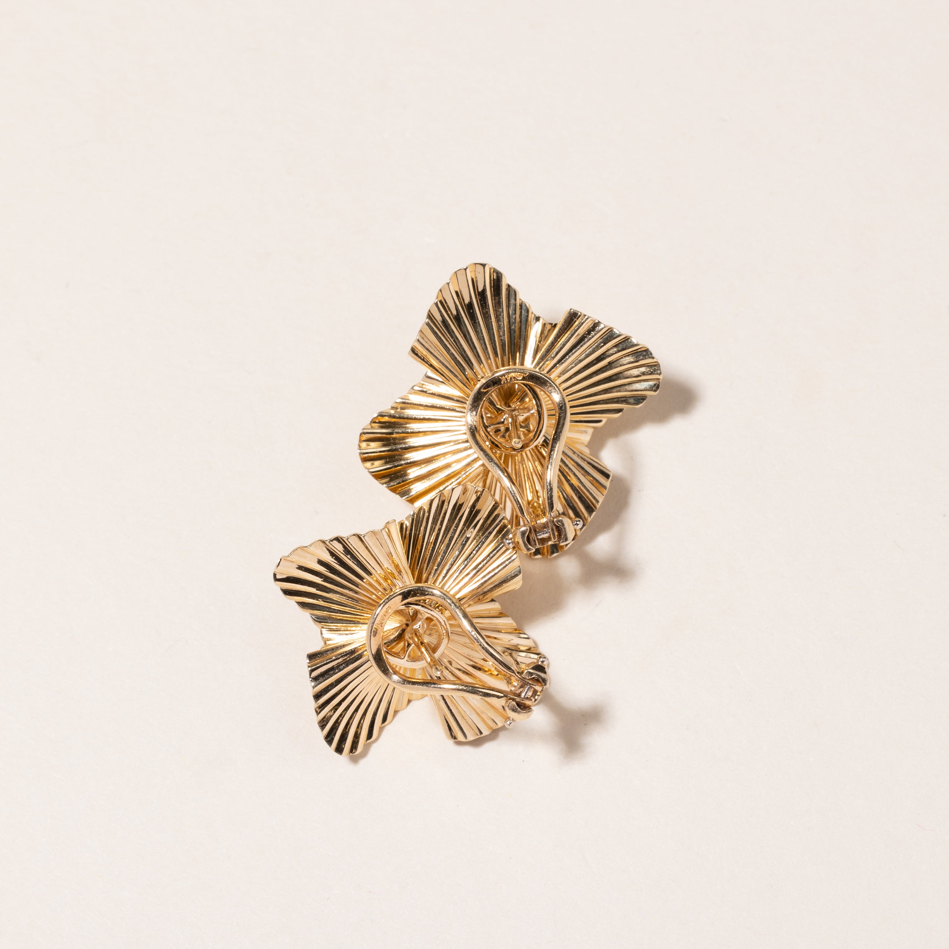 14K Yellow Gold Floral Earrings