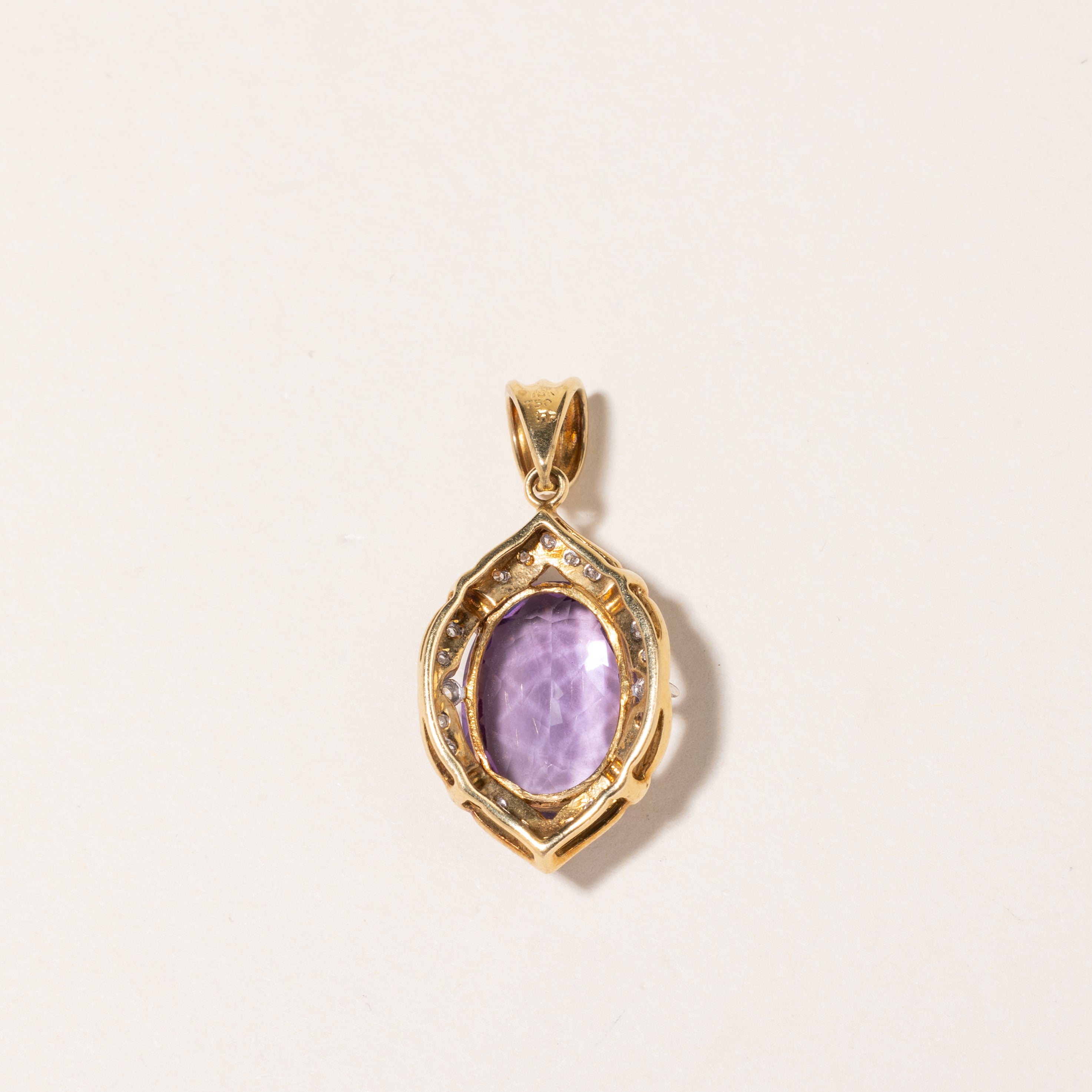 18K Yellow Gold Amethyst & Diamond Pendant | 6.04ct, 0.21ctw |