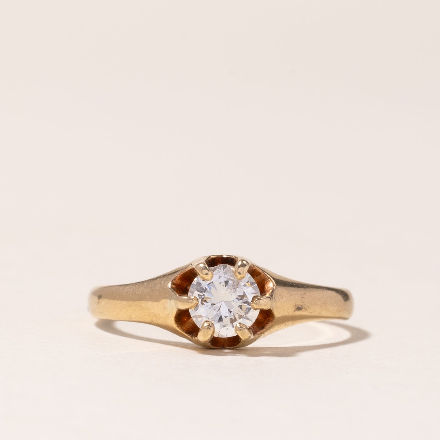Vintage 14K Yellow Gold Solitaire Diamond Engagement Ring | 0.35ct | SZ 5.5 |