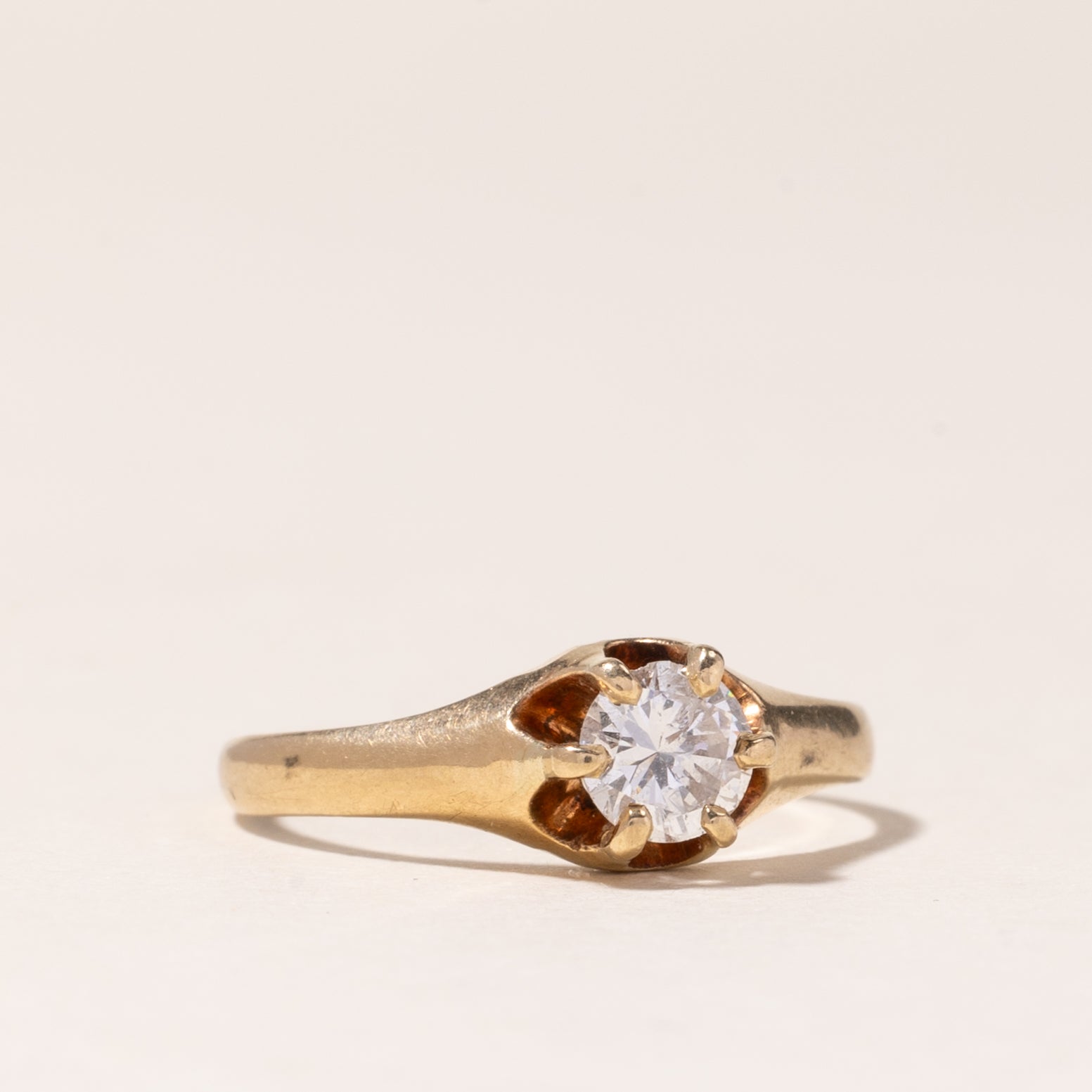Vintage 14K Yellow Gold Solitaire Diamond Engagement Ring | 0.35ct | SZ 5.5 |