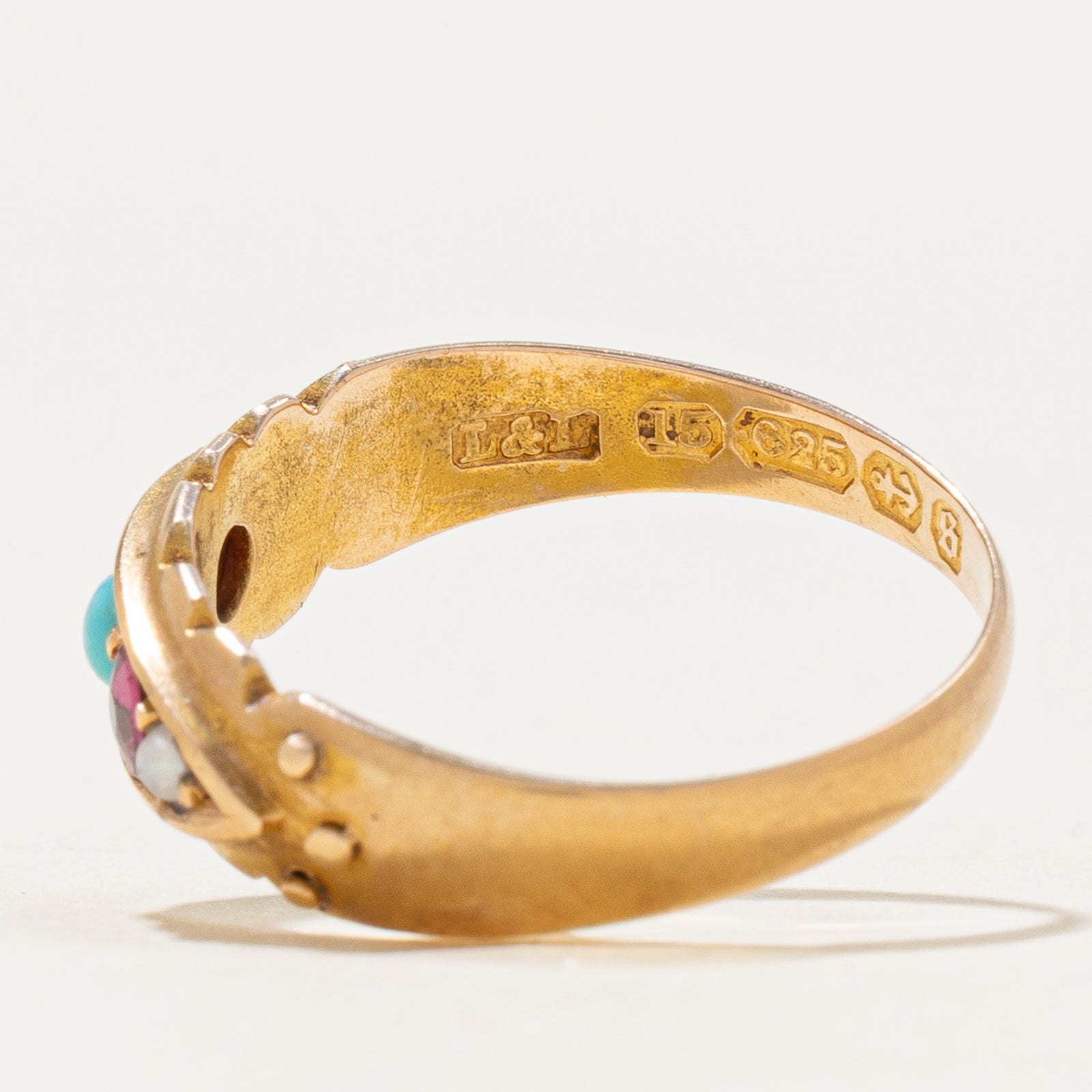 Bague victorienne multi-pierres de Birmingham de 1892 | 0,20 ct au total, 0,10 ct, 2 mm | Taille 5,75 |