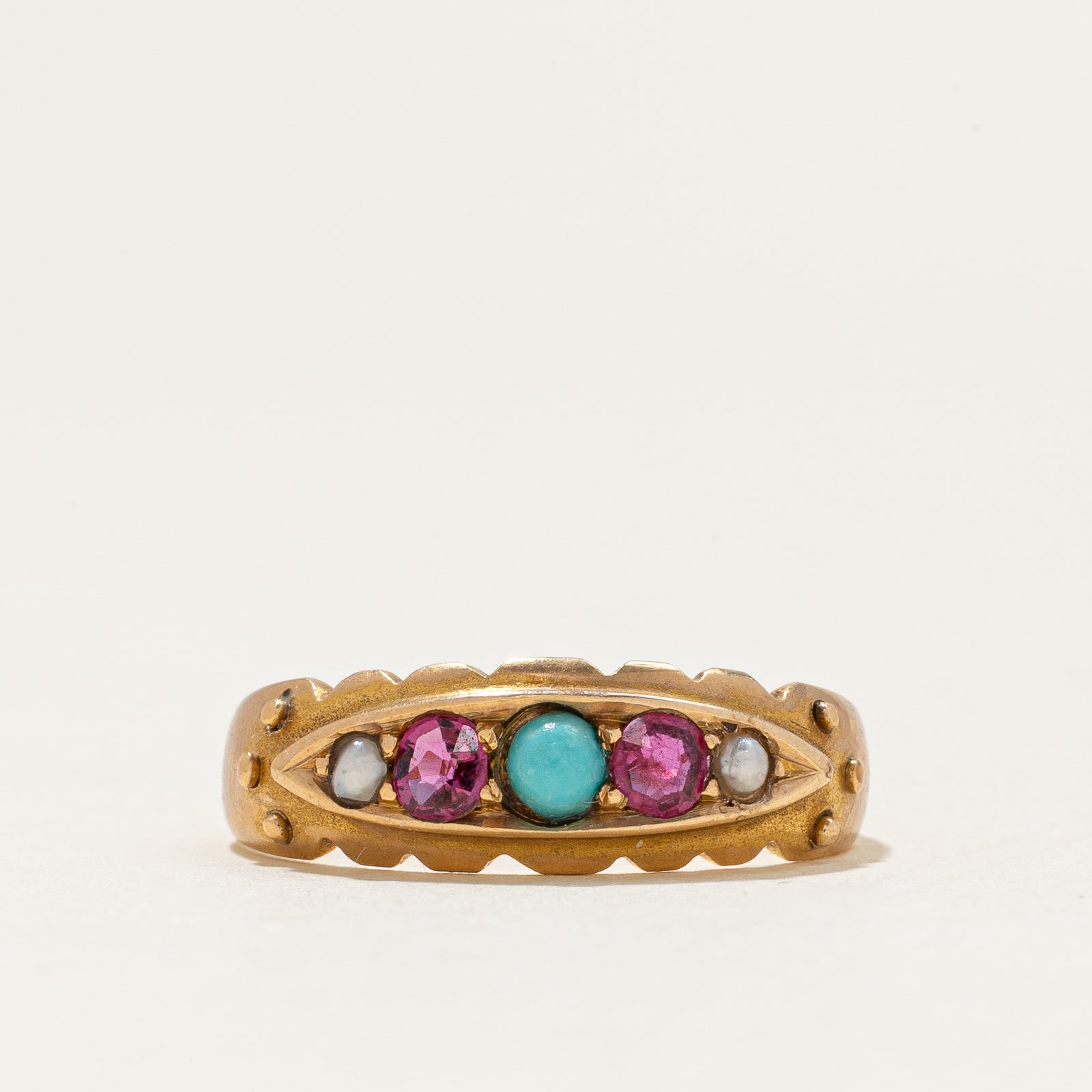 Bague victorienne multi-pierres de Birmingham de 1892 | 0,20 ct au total, 0,10 ct, 2 mm | Taille 5,75 |