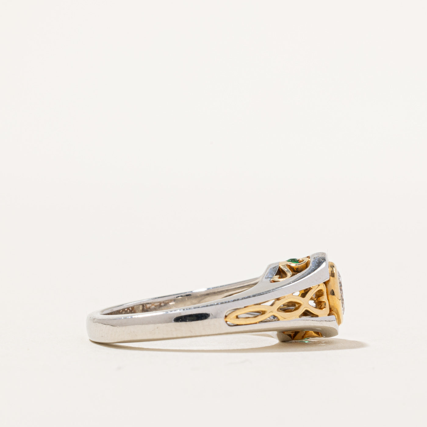 Platinum Diamond & Emerald Ring | 0.50ct, 0.02ctw | SZ 6.25 |