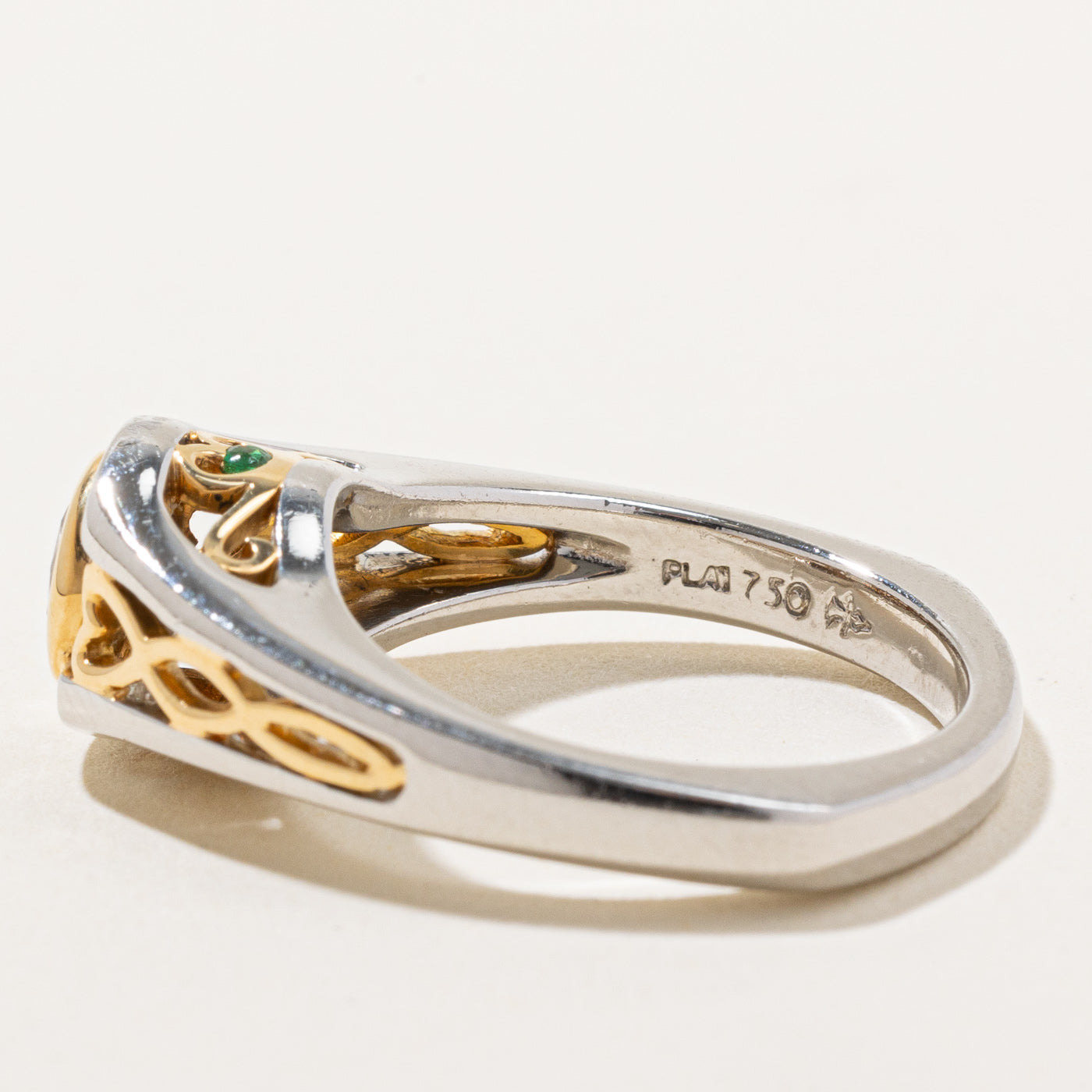 Platinum Diamond & Emerald Ring | 0.50ct, 0.02ctw | SZ 6.25 |