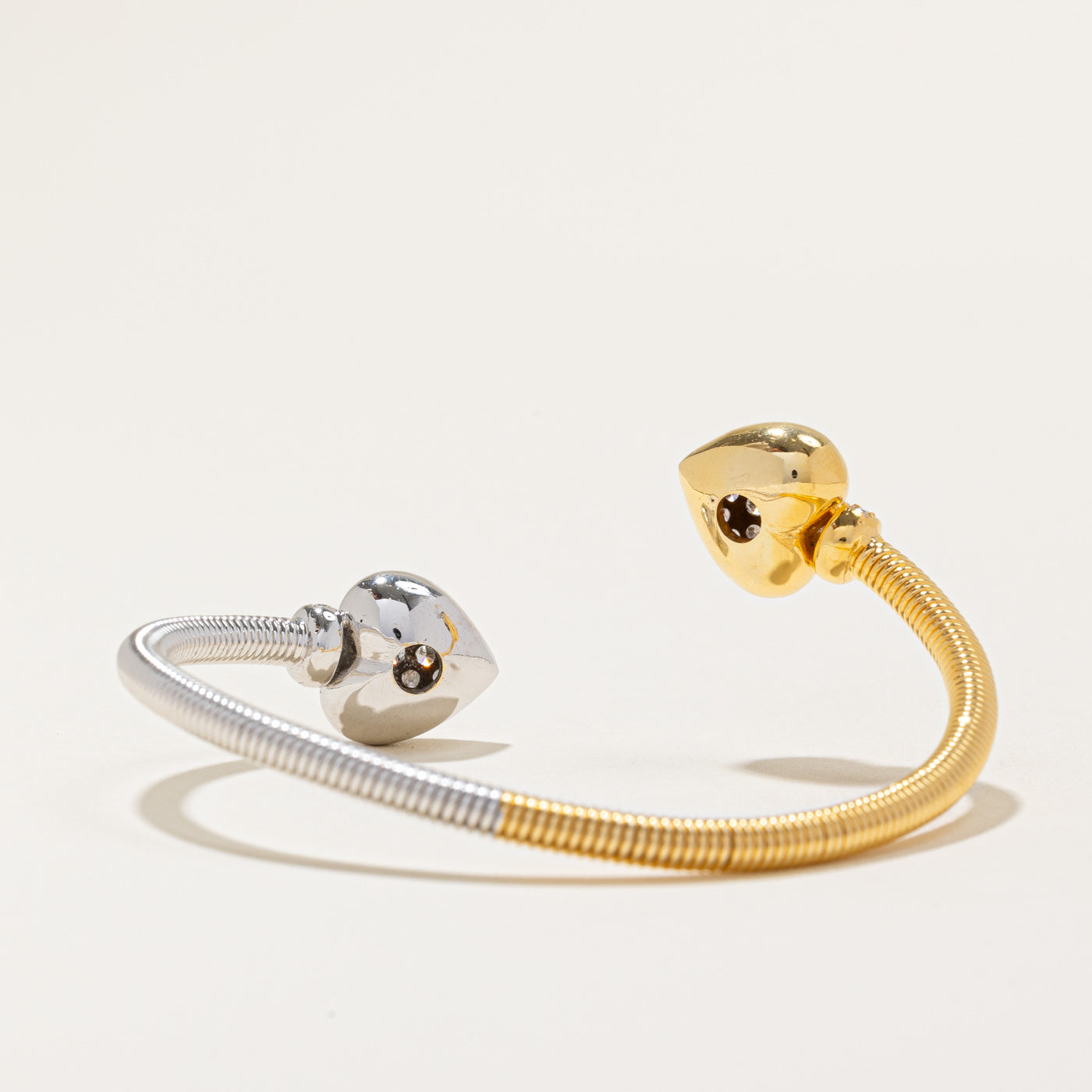 Two Tone Gold Diamond Heart Open Bracelet | 1.25ctw | 6" |