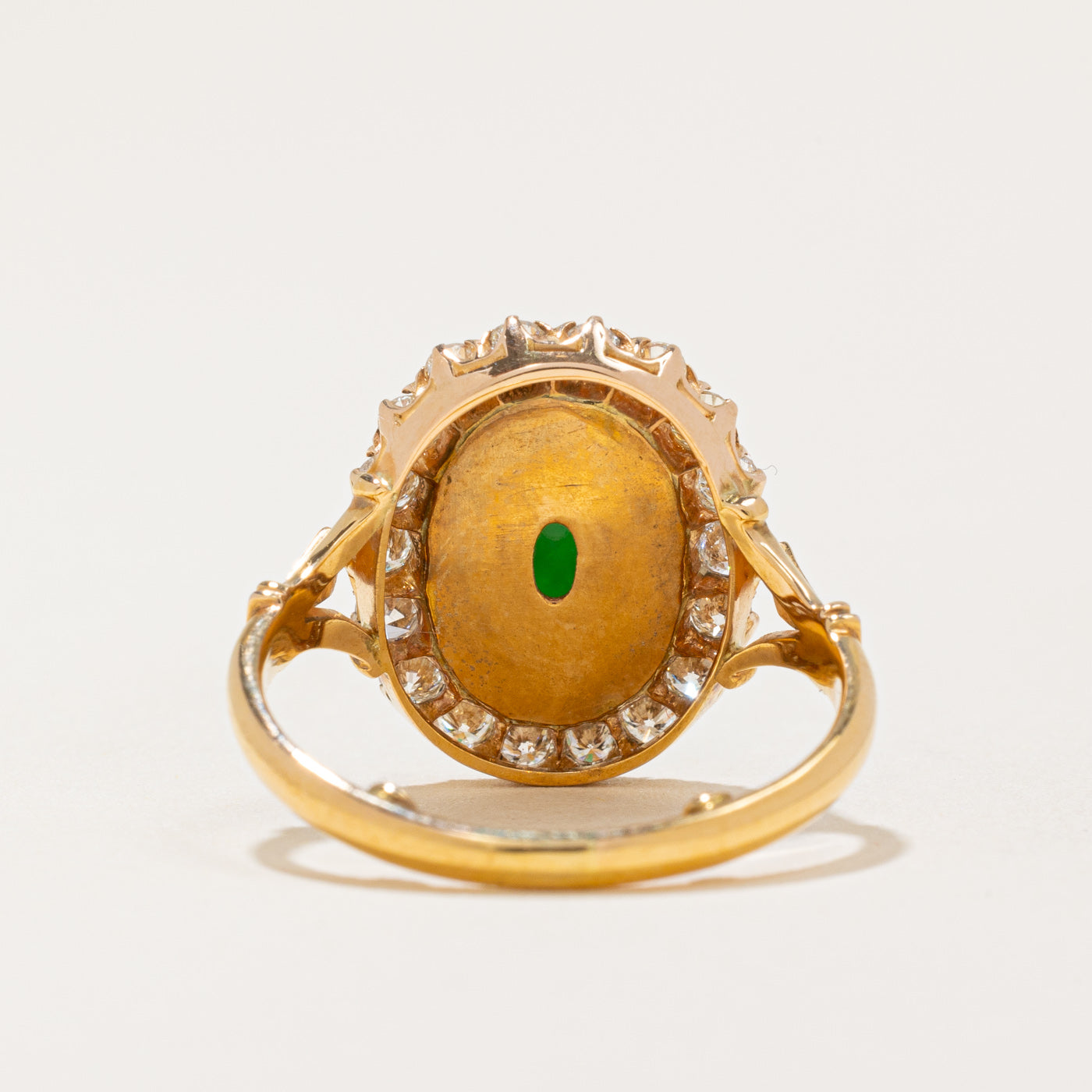 Bague halo en jadéite et diamants | 3,00 ct, 0,65 ct au total | Taille 5,75 |