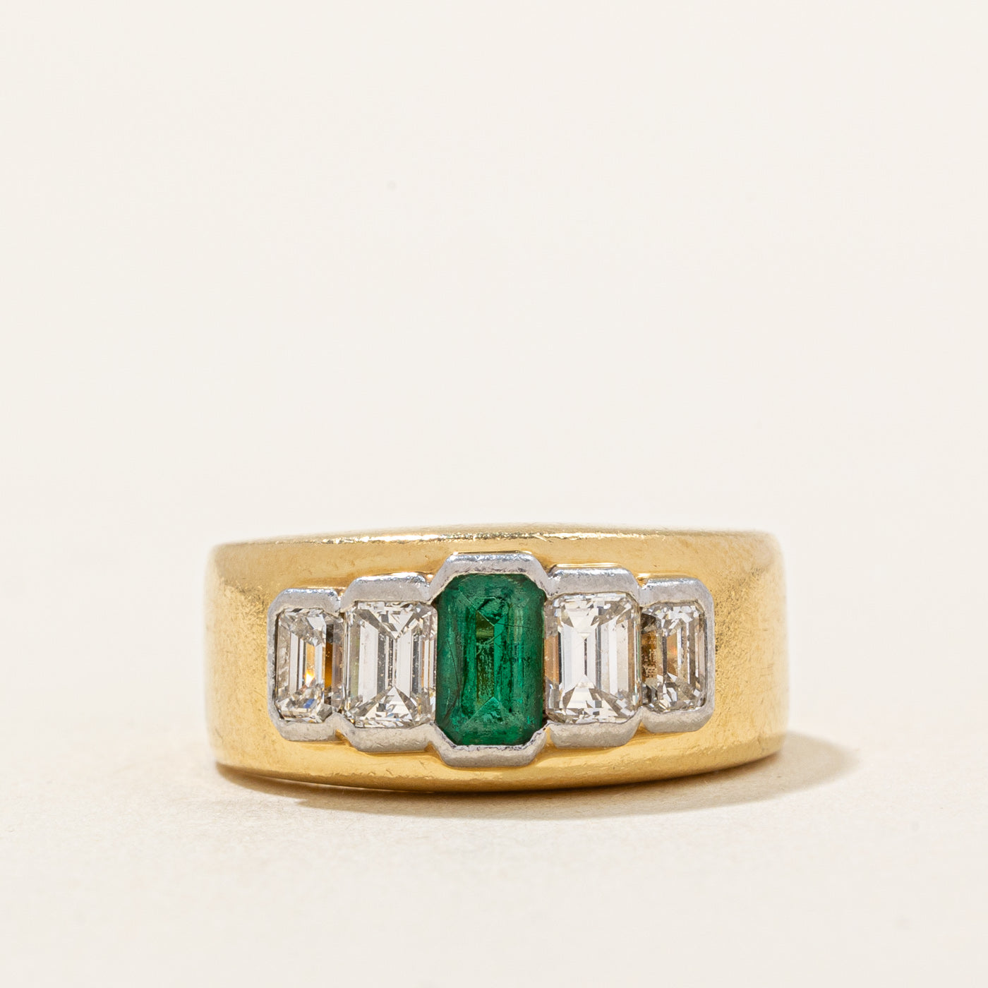 'Brinkaus' Diamond & Emerald Ring | 1.00ctw, 0.35ct | SZ 4.75 |