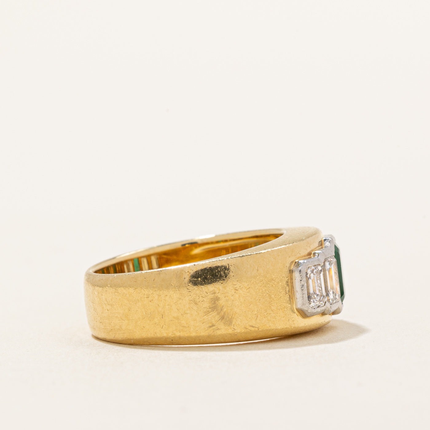 'Brinkaus' Diamond & Emerald Ring | 1.00ctw, 0.35ct | SZ 4.75 |