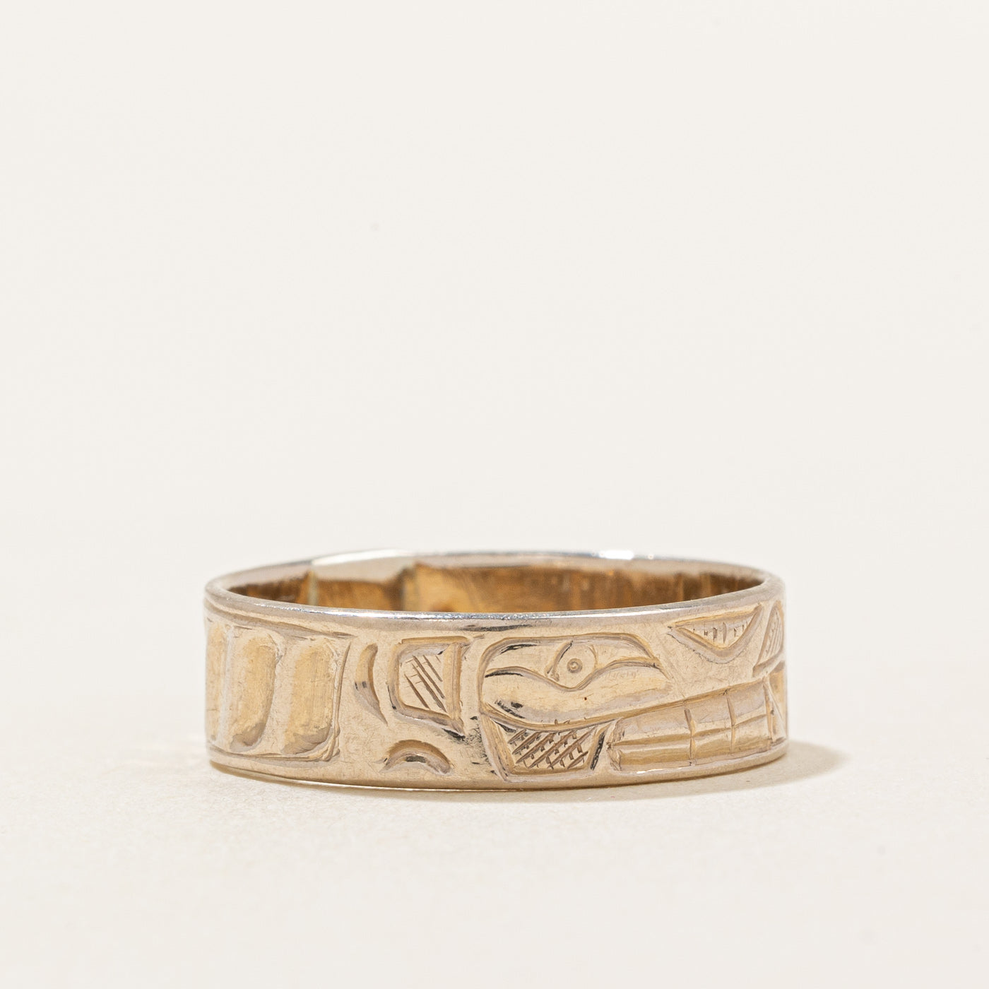 14k White Gold Indigenous Art Ring | SZ 6 |