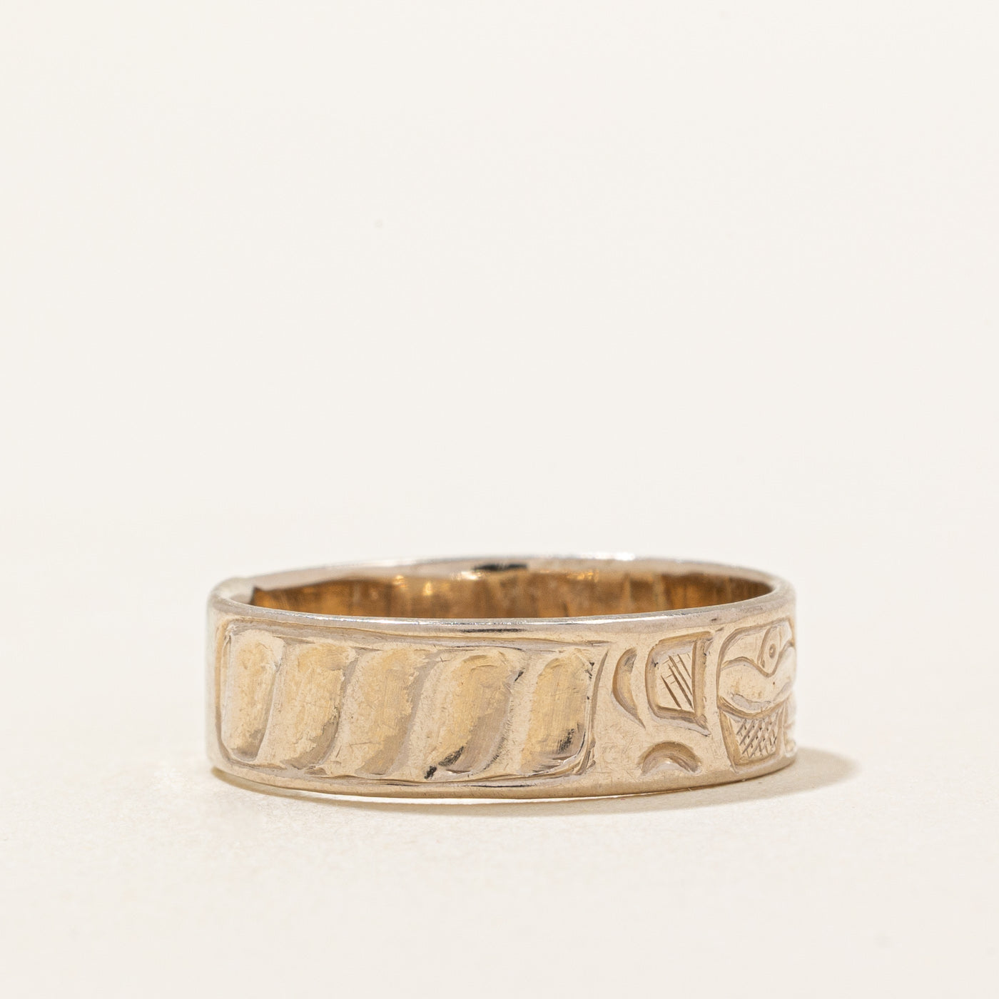 14k White Gold Indigenous Art Ring | SZ 6 |