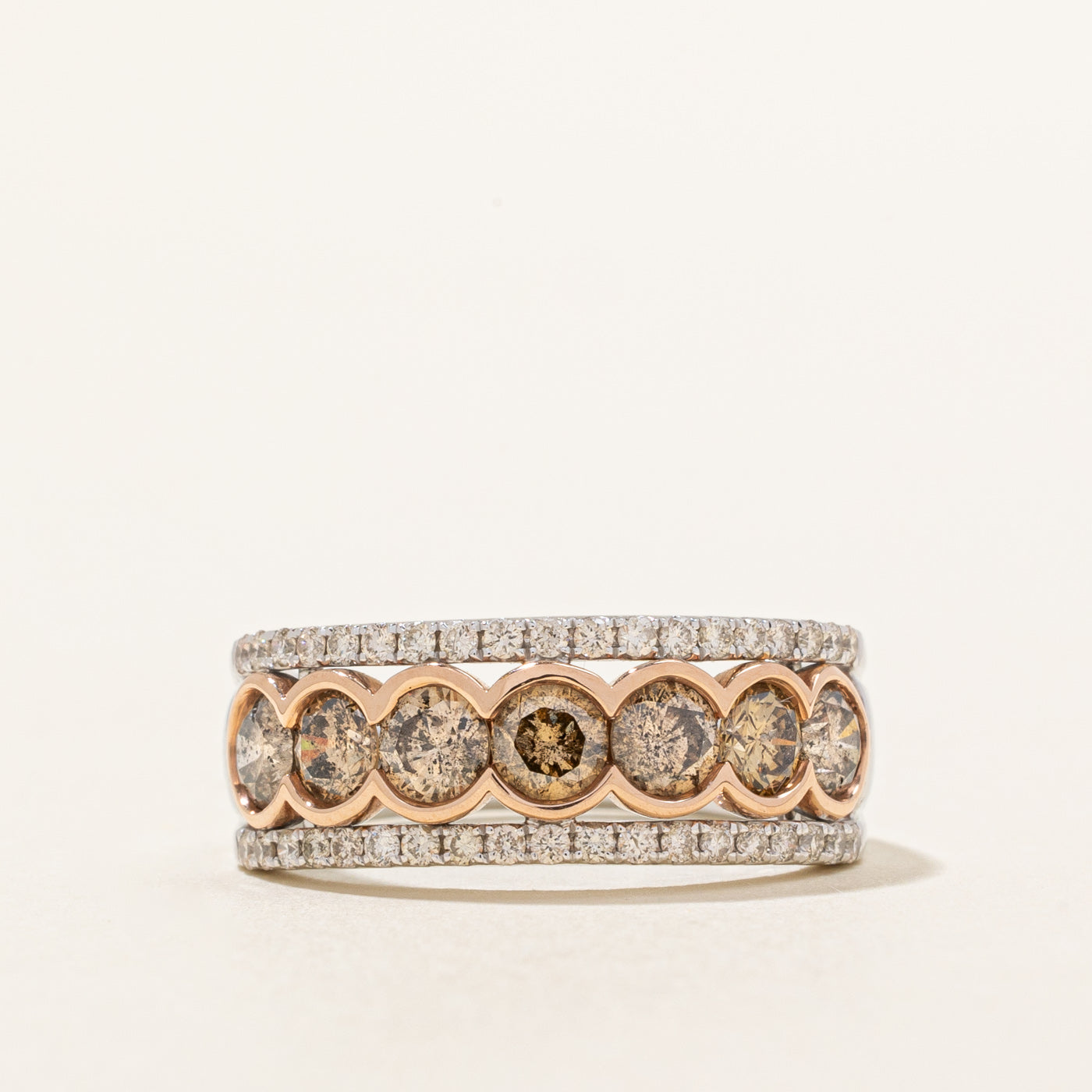 Champagne & White Diamond Ring | 1.40ctw, 0.26ctw | SZ 6.5 |