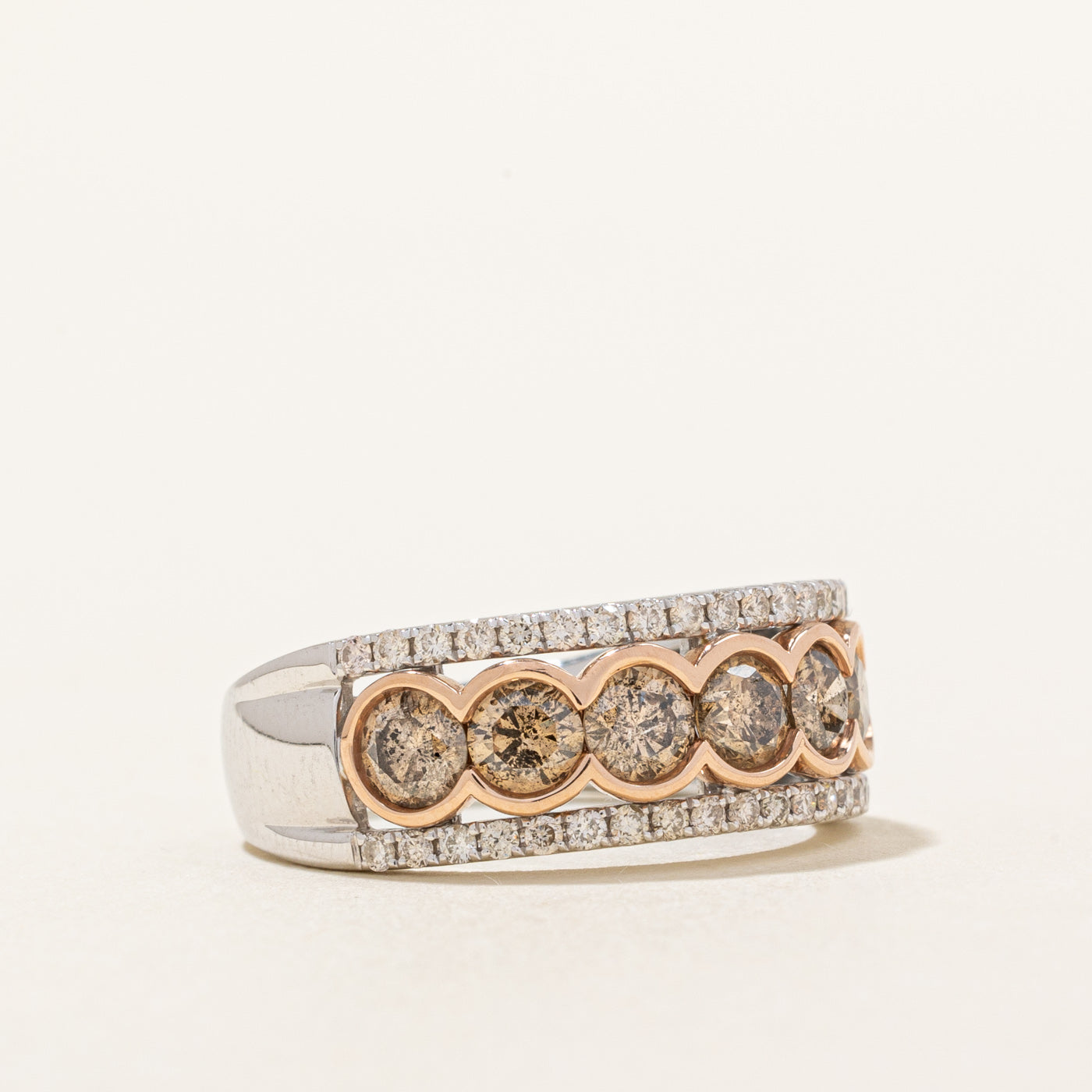 Champagne & White Diamond Ring | 1.40ctw, 0.26ctw | SZ 6.5 |