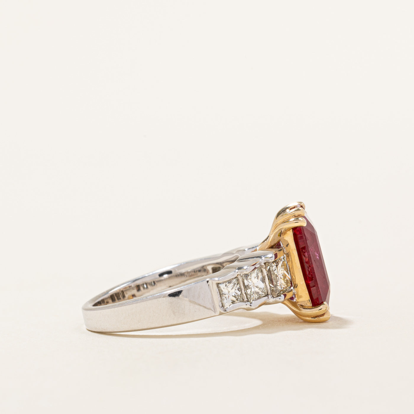 Glass Filled Ruby & Diamond Cocktail Ring | 4.40ct, 1.32ctw | SZ 6.75 |