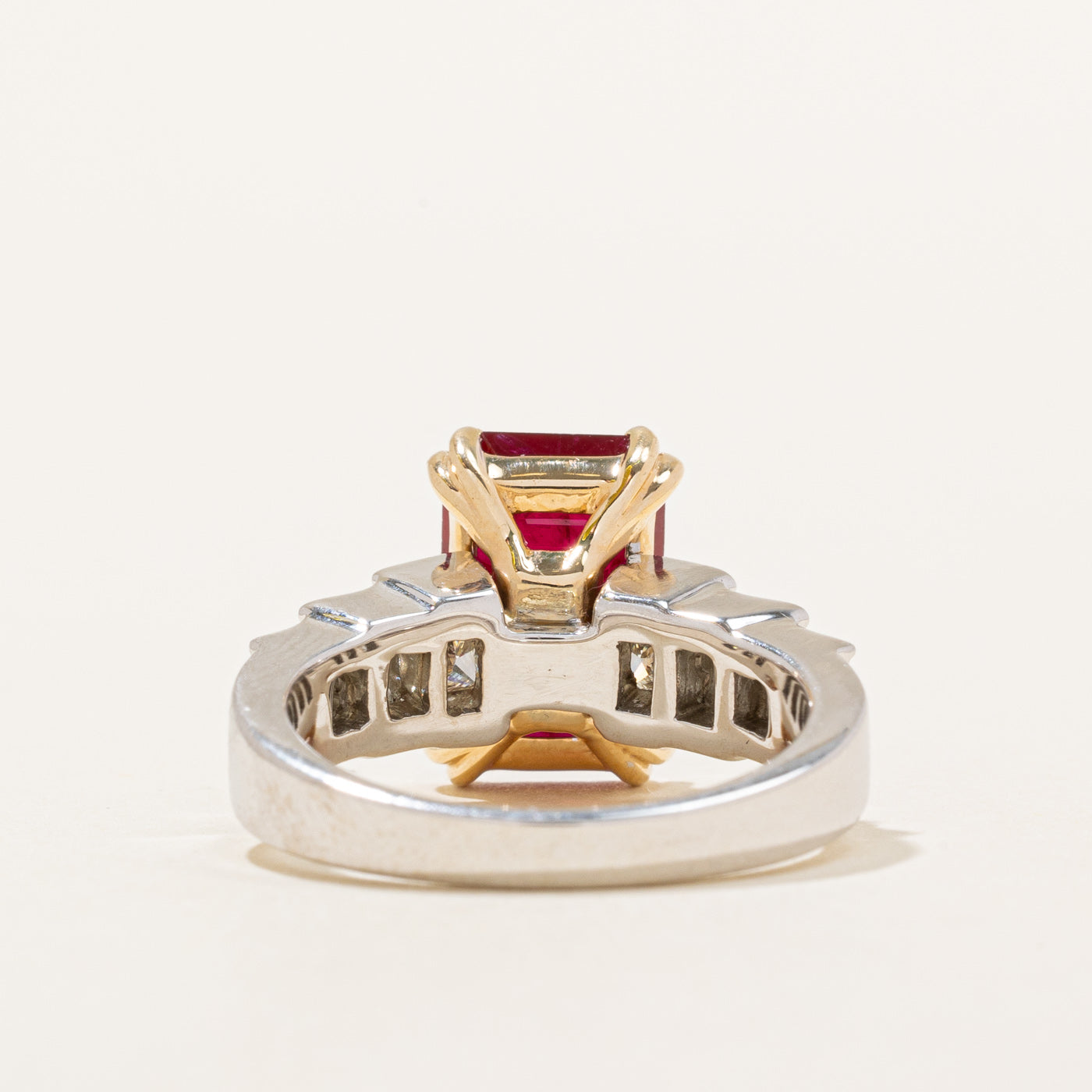 Glass Filled Ruby & Diamond Cocktail Ring | 4.40ct, 1.32ctw | SZ 6.75 |