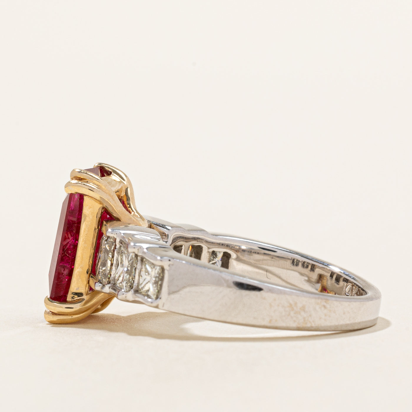 Glass Filled Ruby & Diamond Cocktail Ring | 4.40ct, 1.32ctw | SZ 6.75 |