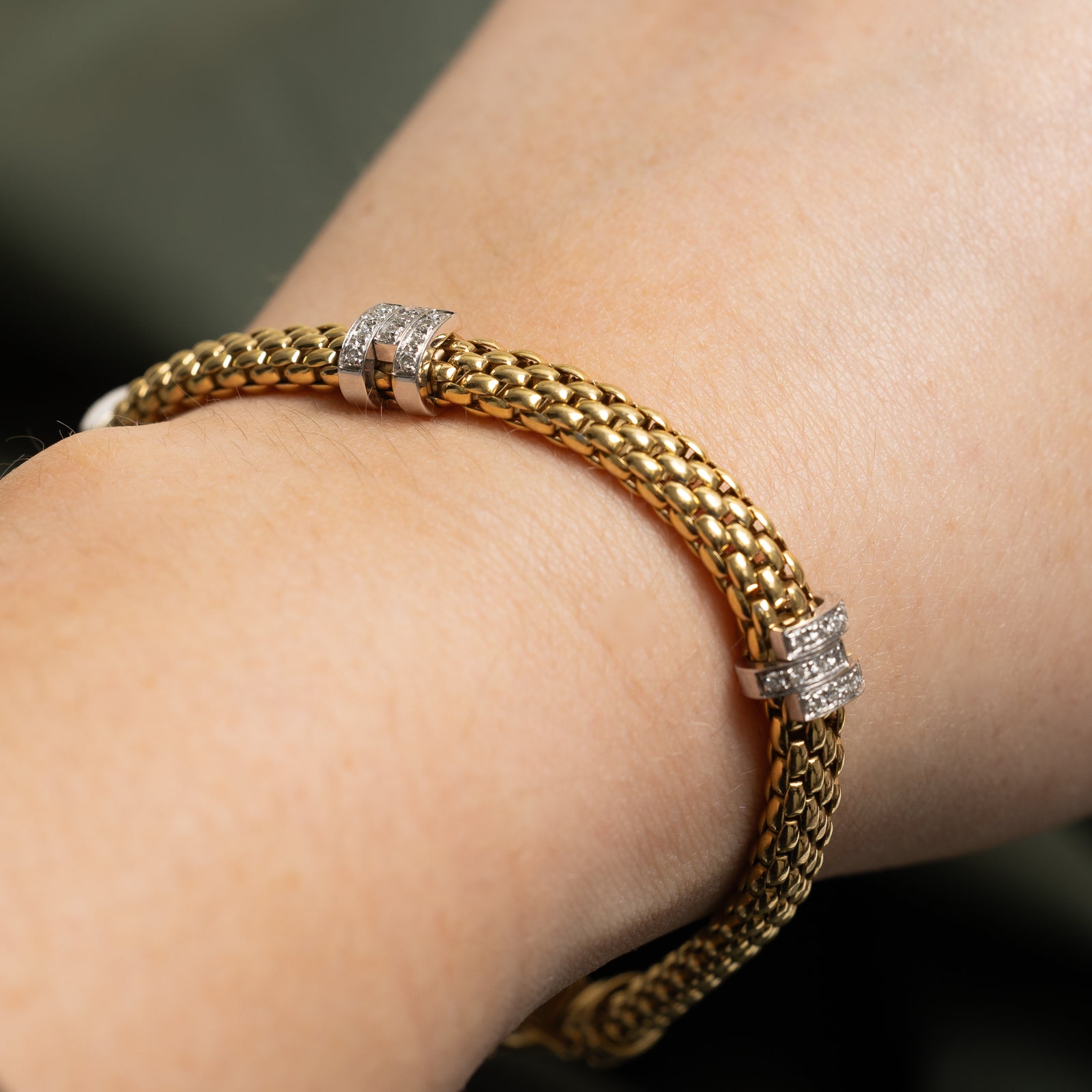 Bracelet à maillons panthère orné de diamants « FOPE » | 0,36 ct | 7,5 po |