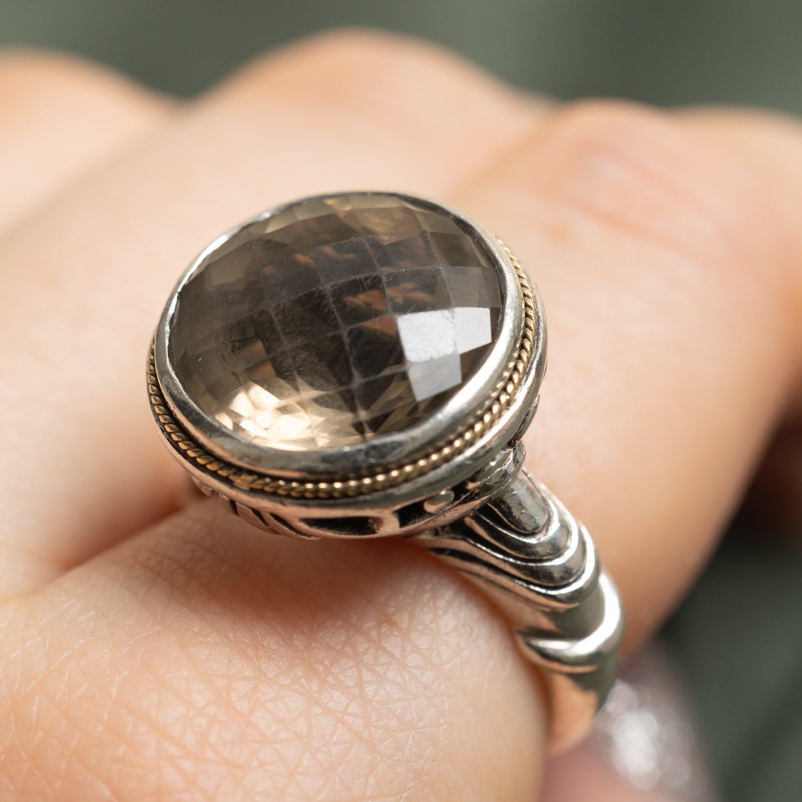 Bague cocktail en quartz fumé « Effy » | 8,50 ct | Taille 6,75 |