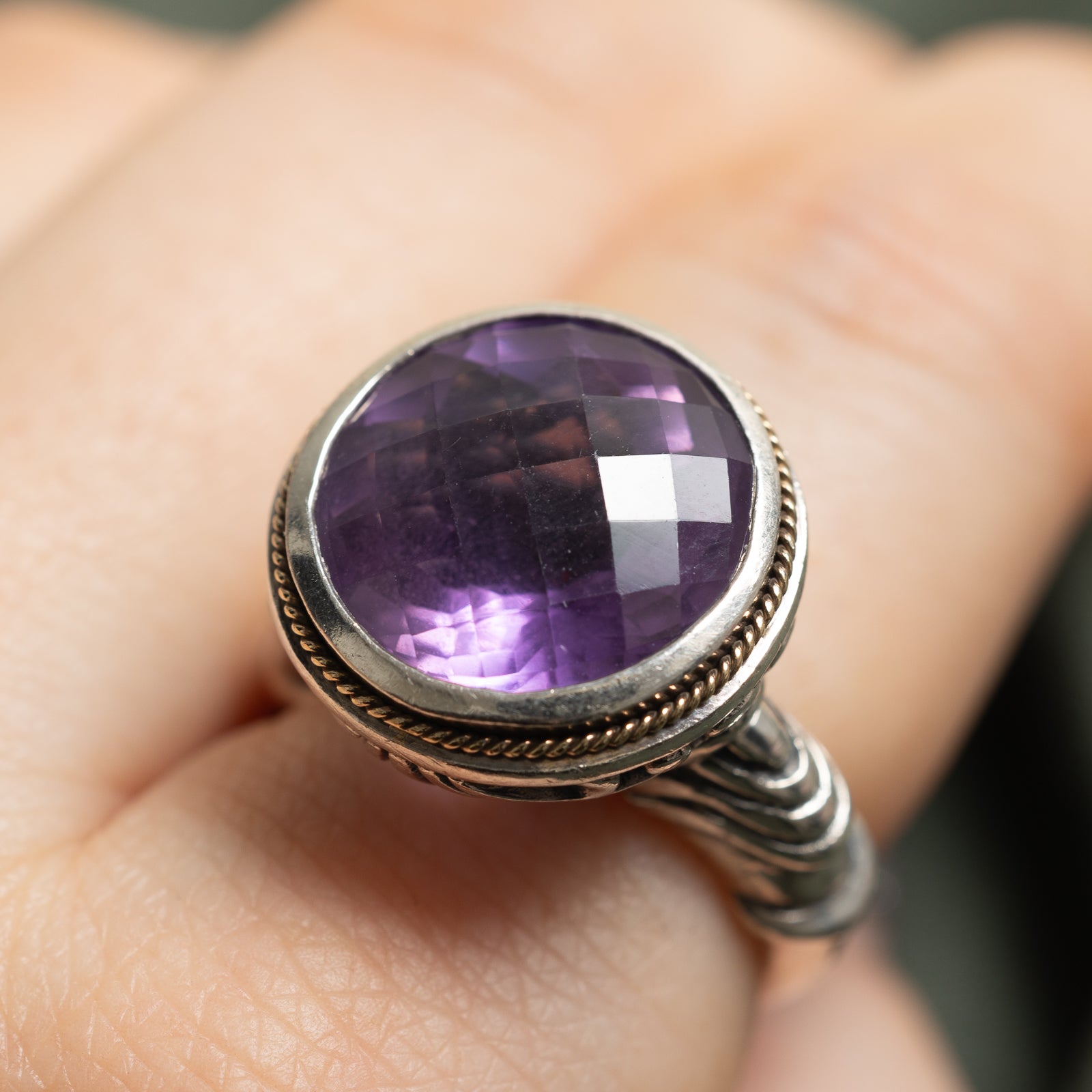 Bague cocktail en améthyste « Effy » | 8,50 ct | Taille 6,5 |