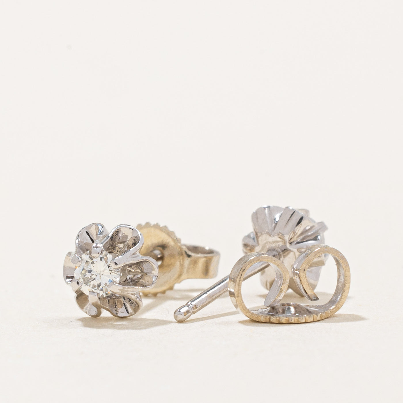 Belcher Set Diamond Stud Earrings | 0.12ctw |