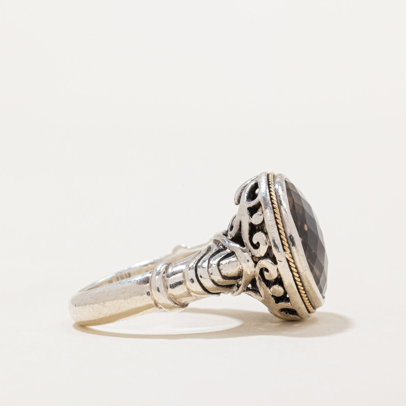 Bague cocktail en quartz fumé « Effy » | 8,50 ct | Taille 6,75 |
